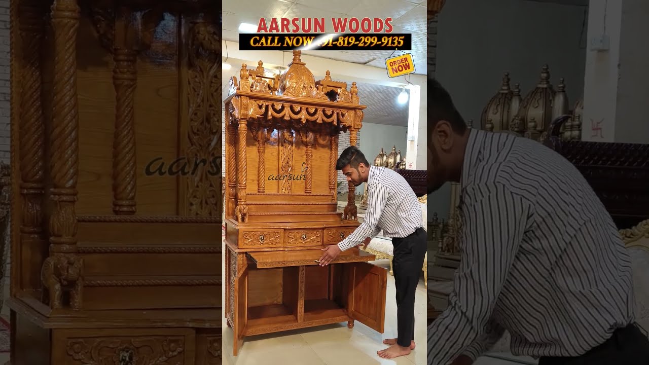 Latest Wooden Mandir Designs for Home | Handcrafted Pooja Temple