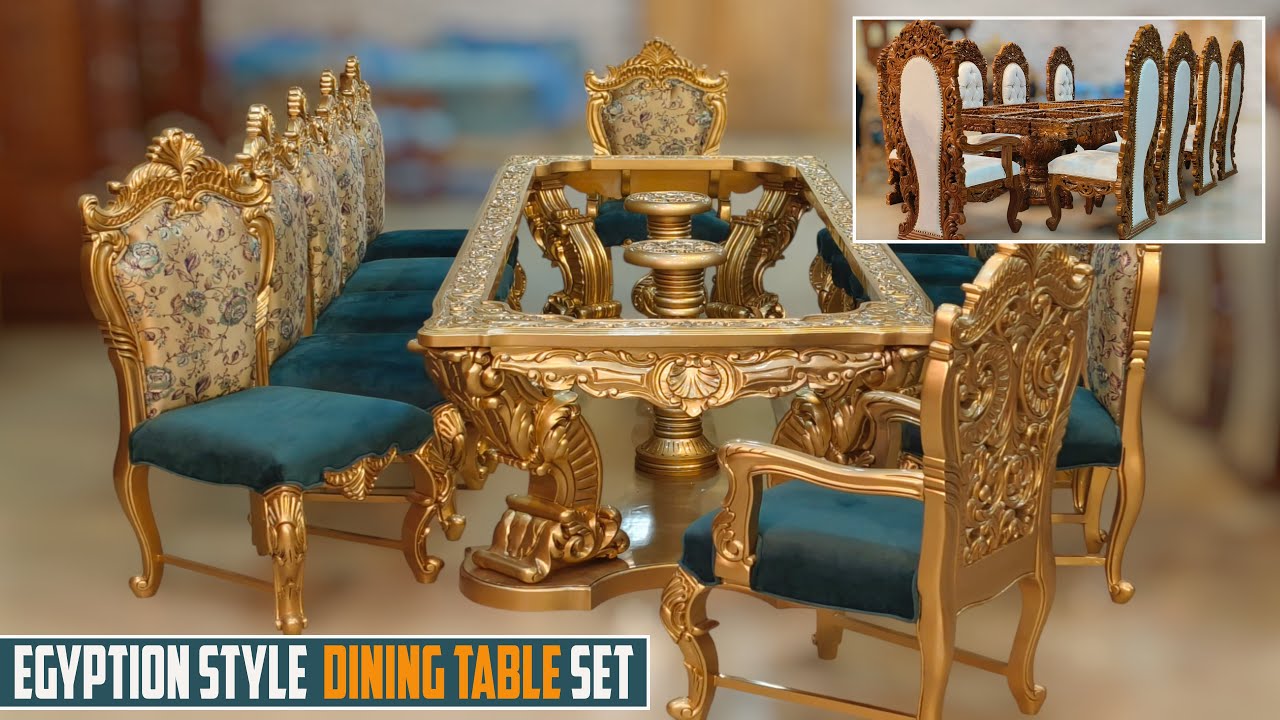 Egyption Style Heavy Carved Dining Table Set Direct Factory Price #diningtable #aarsun