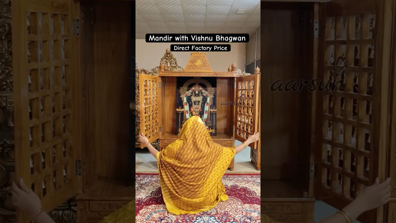 Mandir with Vishnu Bhagwan - Temple Design Ideas- Wooden Mandir  #temple  #mandir #design #mondir