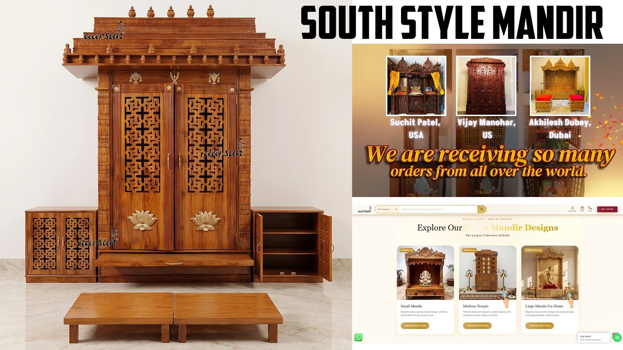 500+ Custom Wooden Mandir Designs | Solid Teak Wood Pooja Mandir | Modern South Style Mandir #aarsun