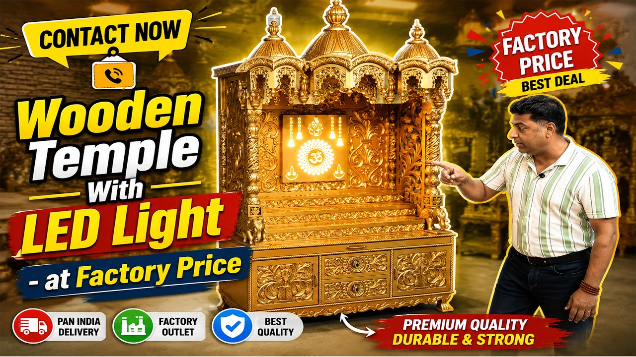 Modern Temple With LED Lights - tEMplE - Temple Design - Mandir Design - Wooden Temple -Mondir
