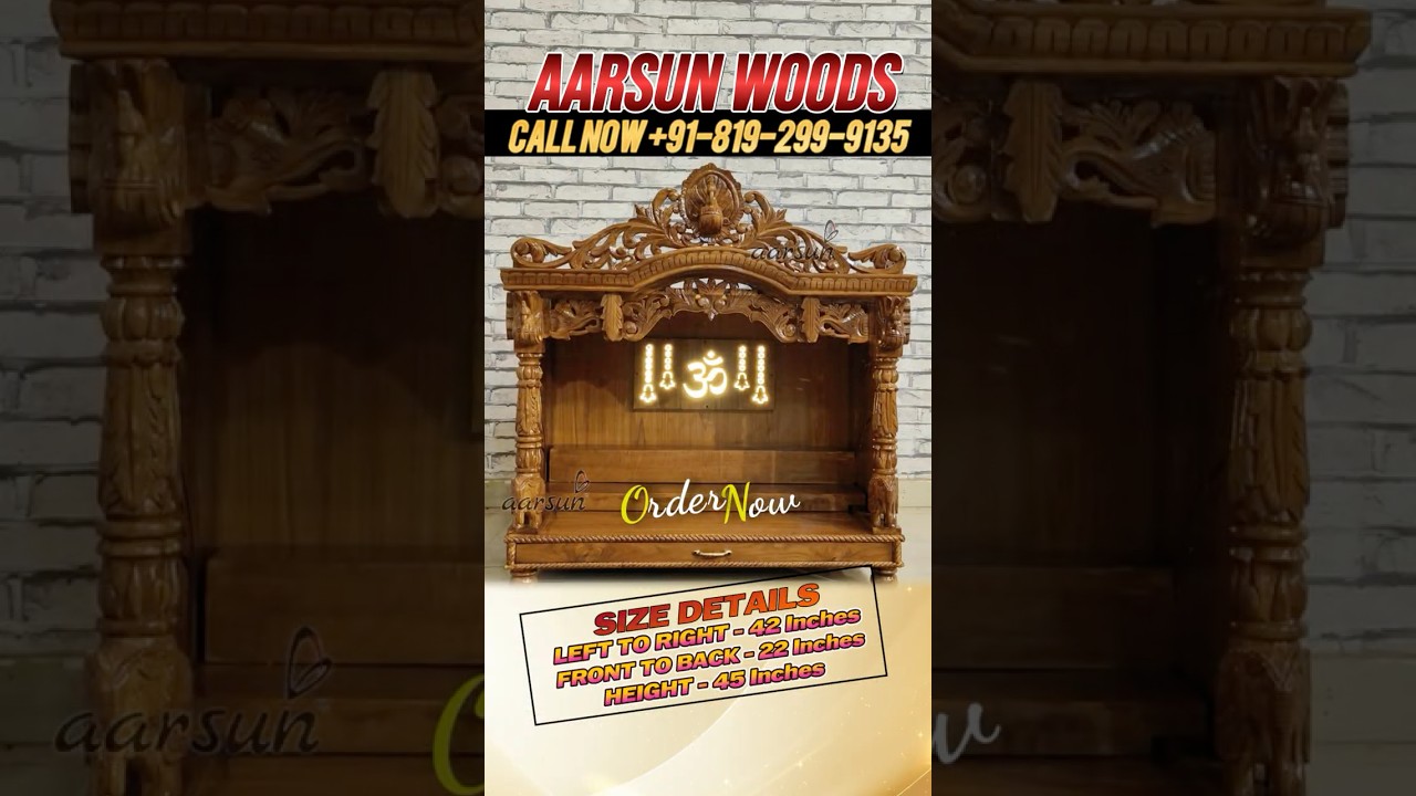Modern Wooden Temple For Home  With LED Light | Temple With Size Details | DevGhar | Puja Mandir