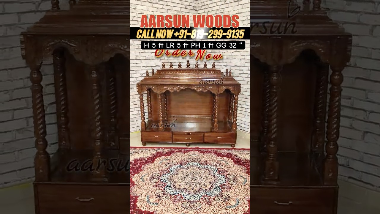 Wooden Temple - Temple For Home - DevGhar Design - Puja Mandir - Altar #temple #mandir #aarsun