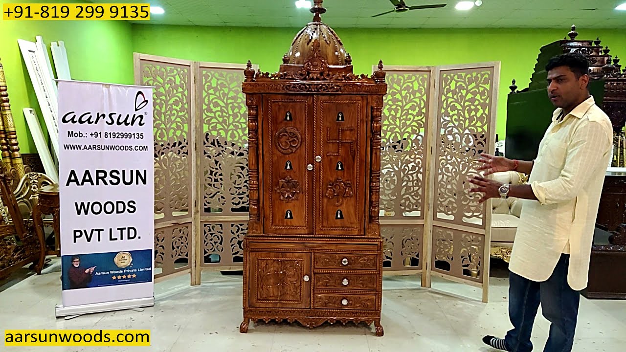 #526 Wood temple with doors, Mandir video design ideas from Top Mandir maker Aarsun
