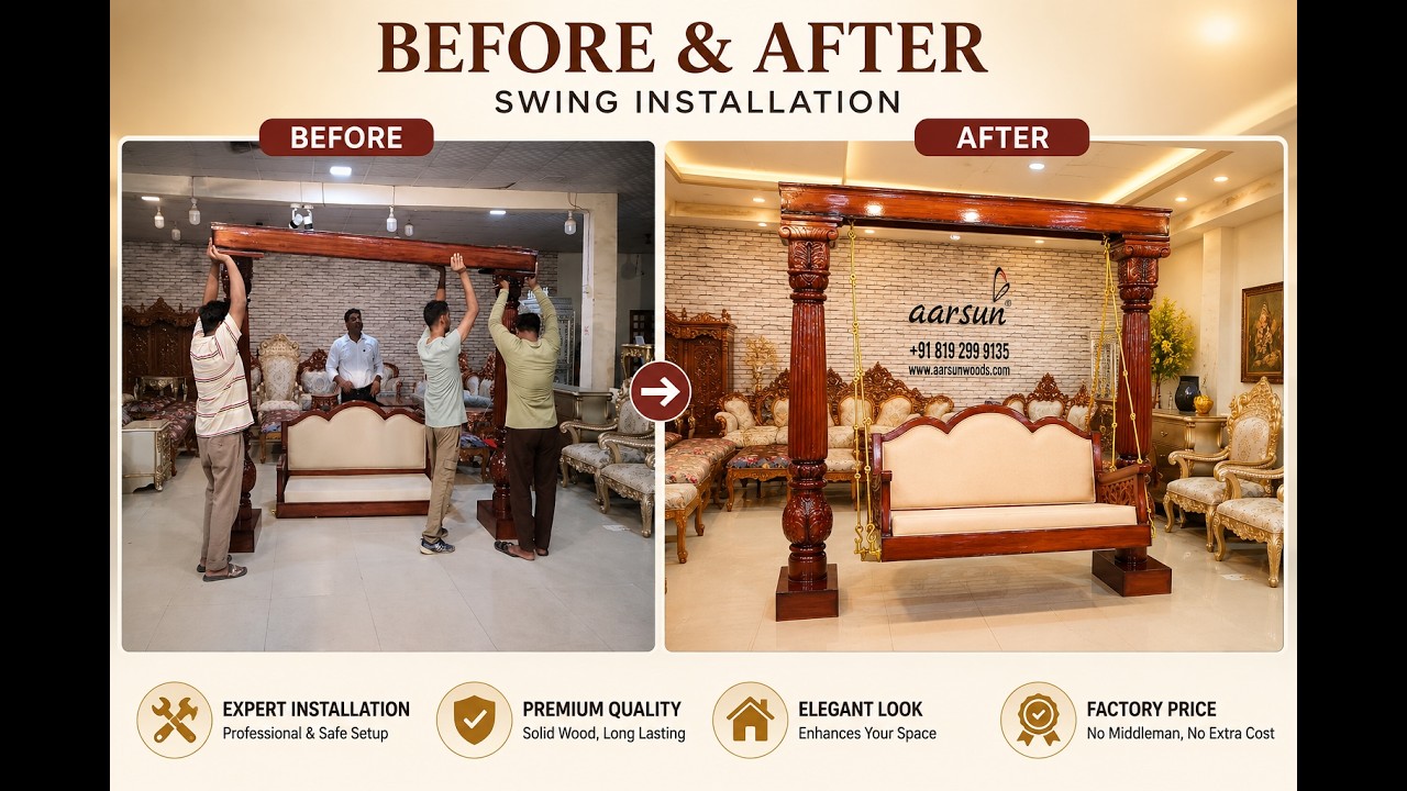 Before & After - How to Install a Heavy 8ft Royal Swing in 5 Minutes #swing #oonjal #aarsun