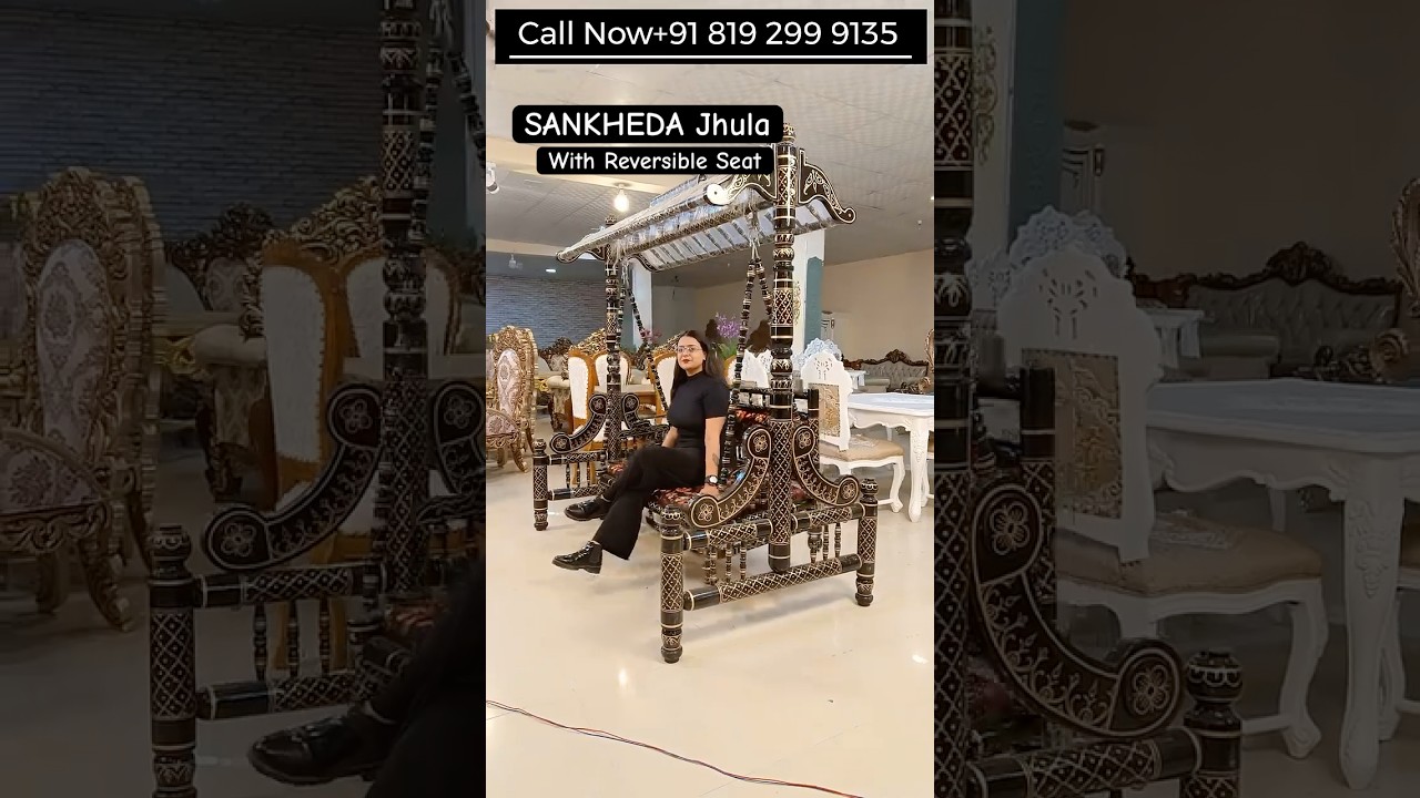 Black Sankheda Jhula With Reversible Seat - indoor Swing - Zula - Oonjal #swing #oonjal #aarsun