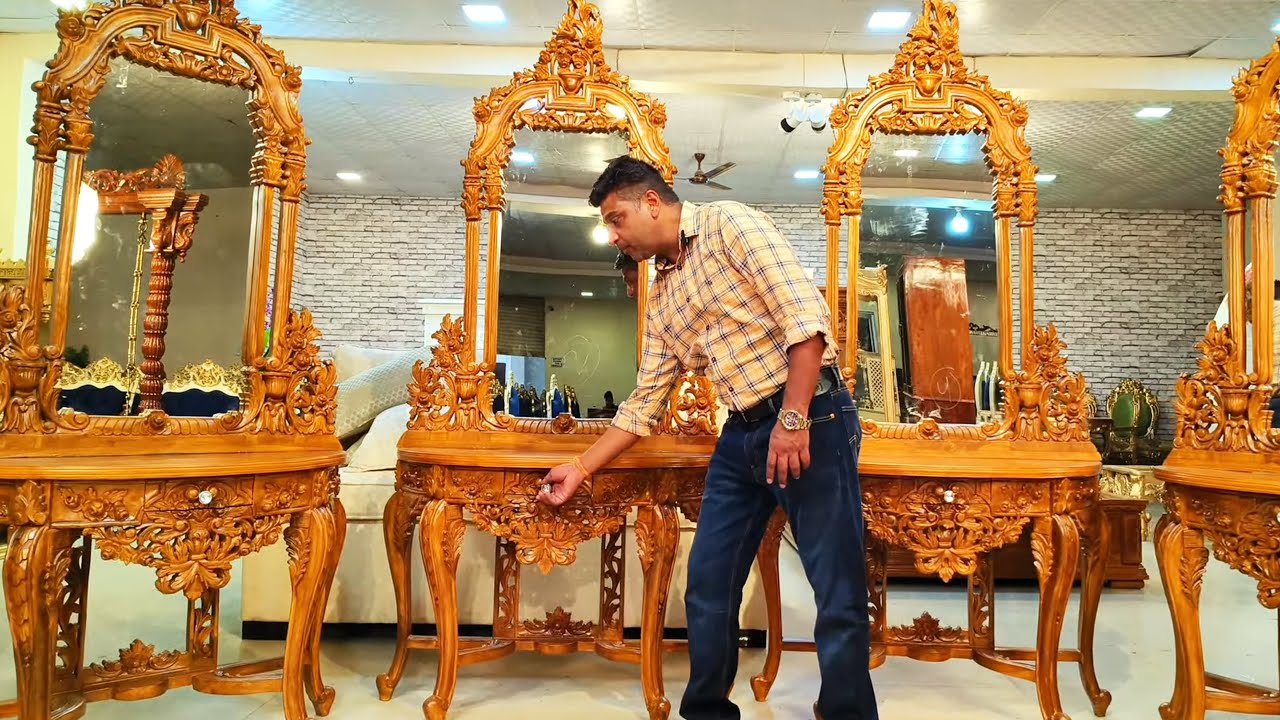 Modern Console Mirror Frame | Solid Teakwood Carving Furniture | Factory Price