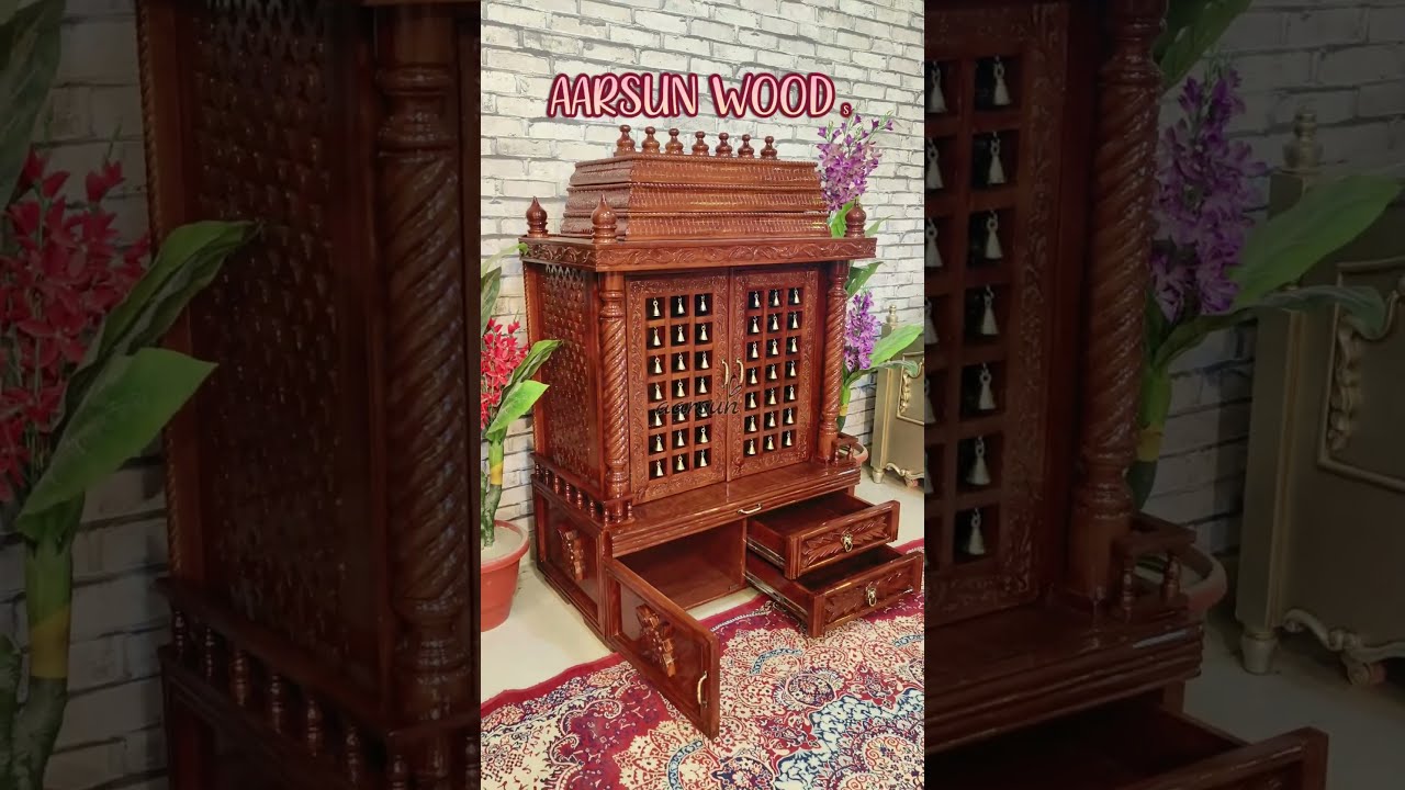 Wooden South Indian Style Home Temple | Gopuram Design Pooja Mandir for Home