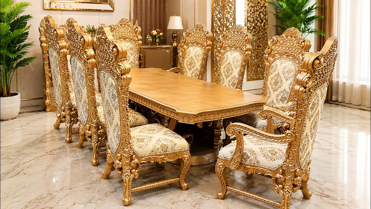 Royal 8 Seater Dining Table Set with Designer Coffee Table & Display Unit | Made to Order #aarsun
