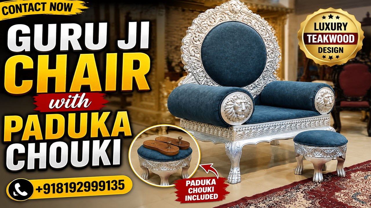 Guru Ji Chair with Paduka Chouki | Sagwan Wood Luxury Gaddi Design | Factory Price #aarsun