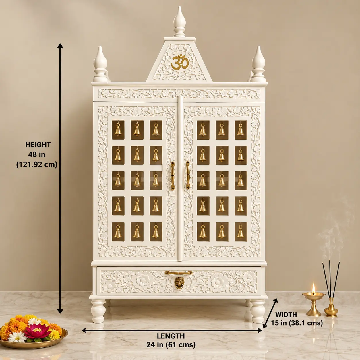 White Premium Teak Wood Temple - Image 6