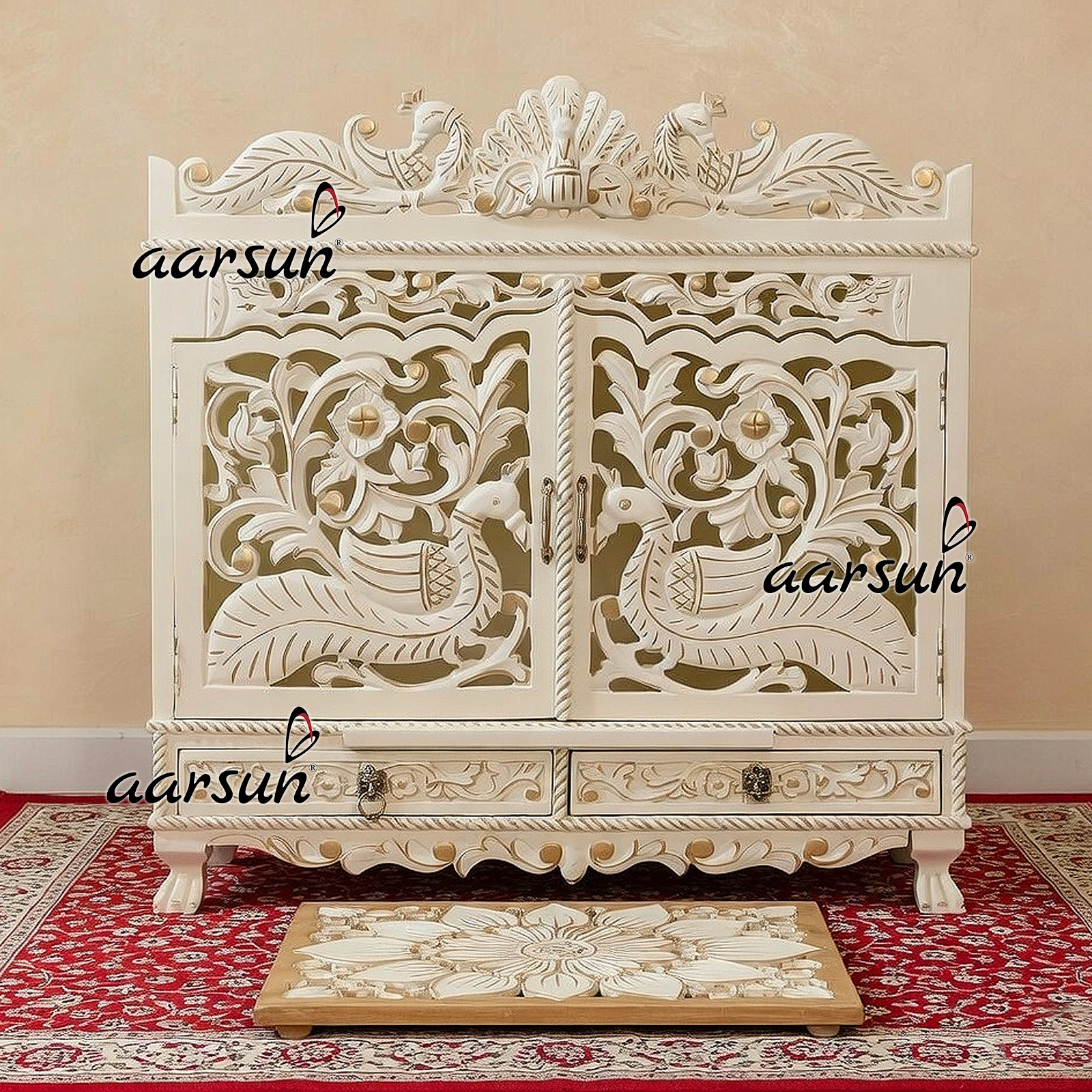 wooden temple , hand carved wooden temple, latest design wooden temple , premium white finish wooden temple, wooden temple for your home, hand crafted temples, latest design teak wood temple