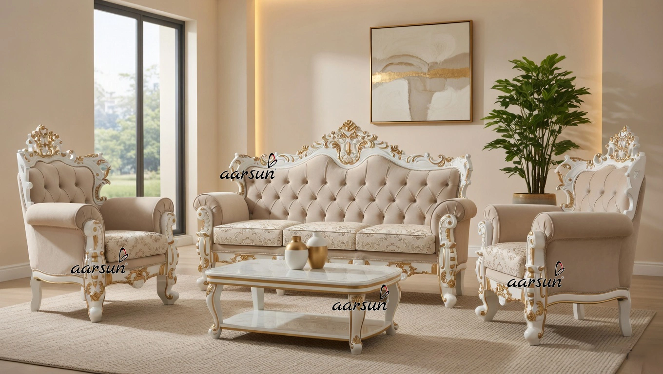 wooden sofa set, luxurious wooden sofa set, antique gold finish sofa set, handcrafted sofa set, latest design sofa set, teak wood sofa set, sofa set designs, sofa set royal designs
