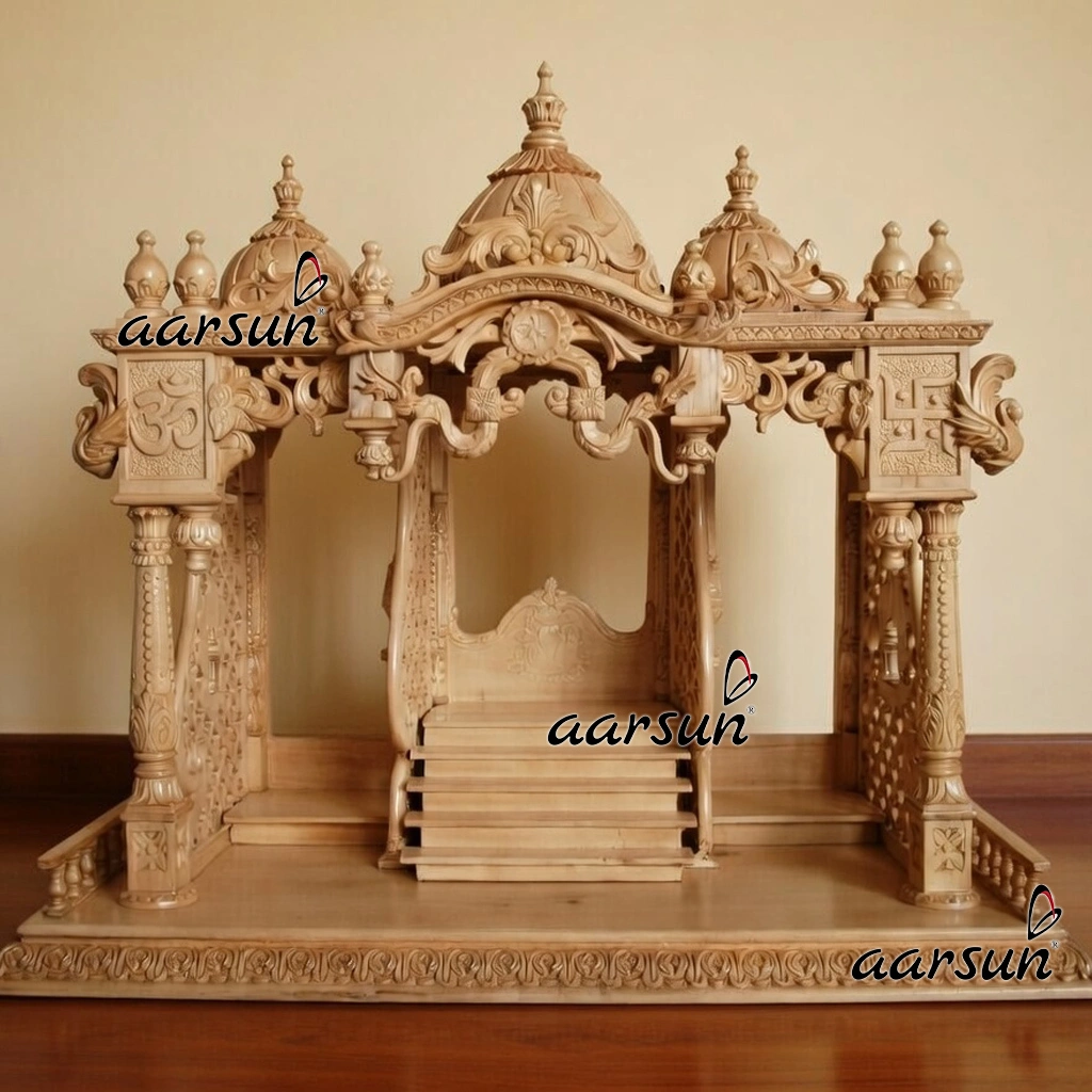 Wooden Temple In Teak Wood MNDR-0159