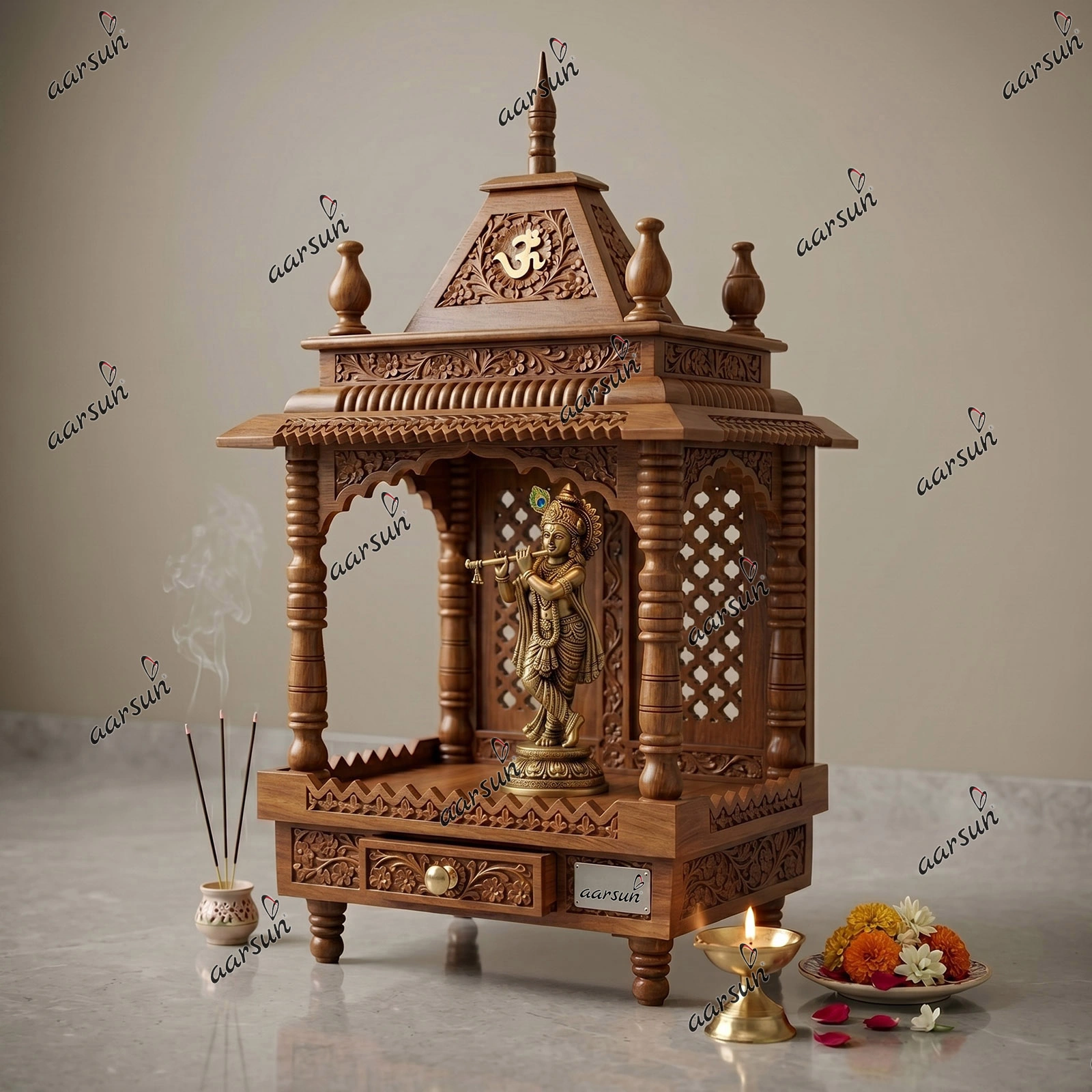 UH-MNDR-0060- Home Wooden Mandir