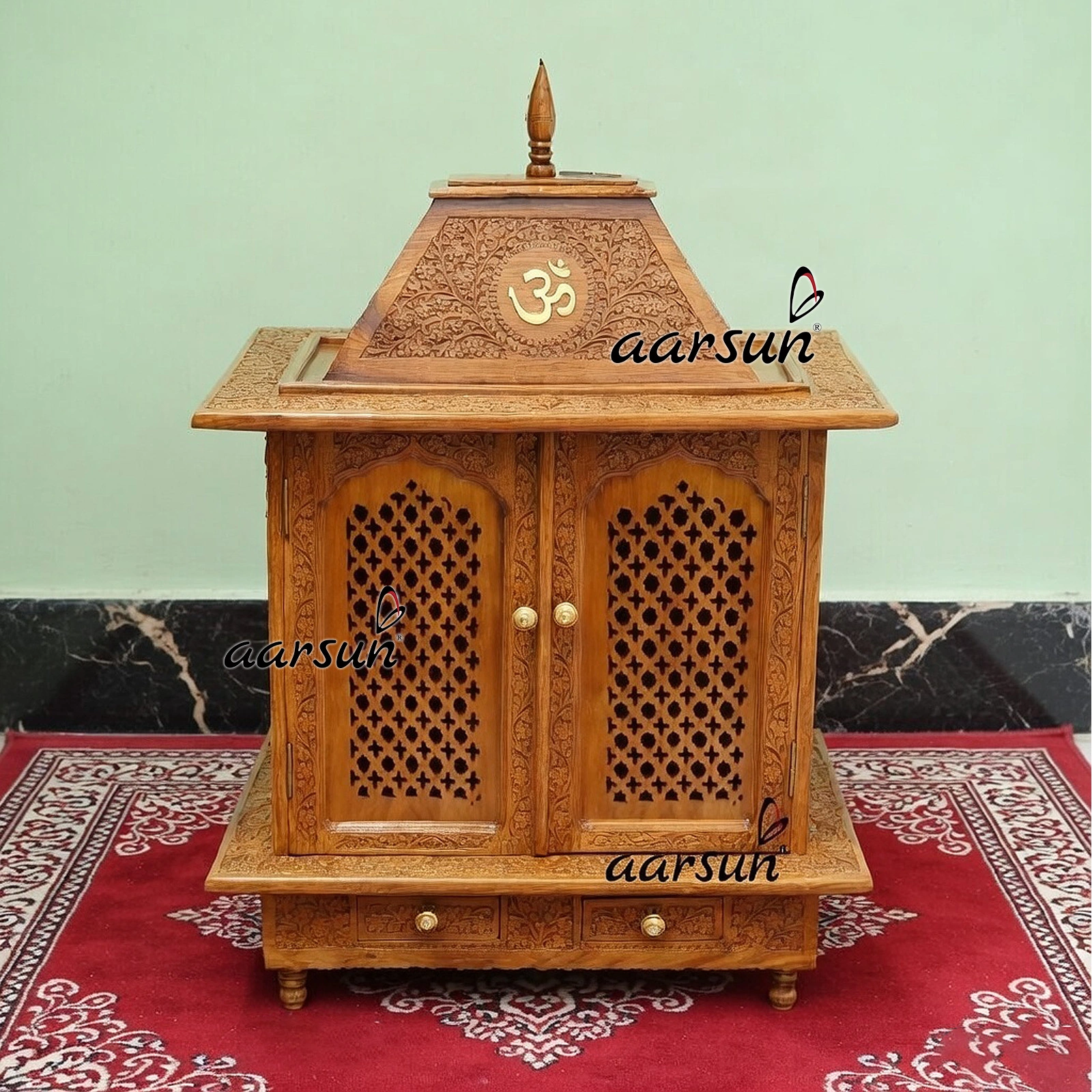 UH-MNDR-0002 wooden pooja cabinet