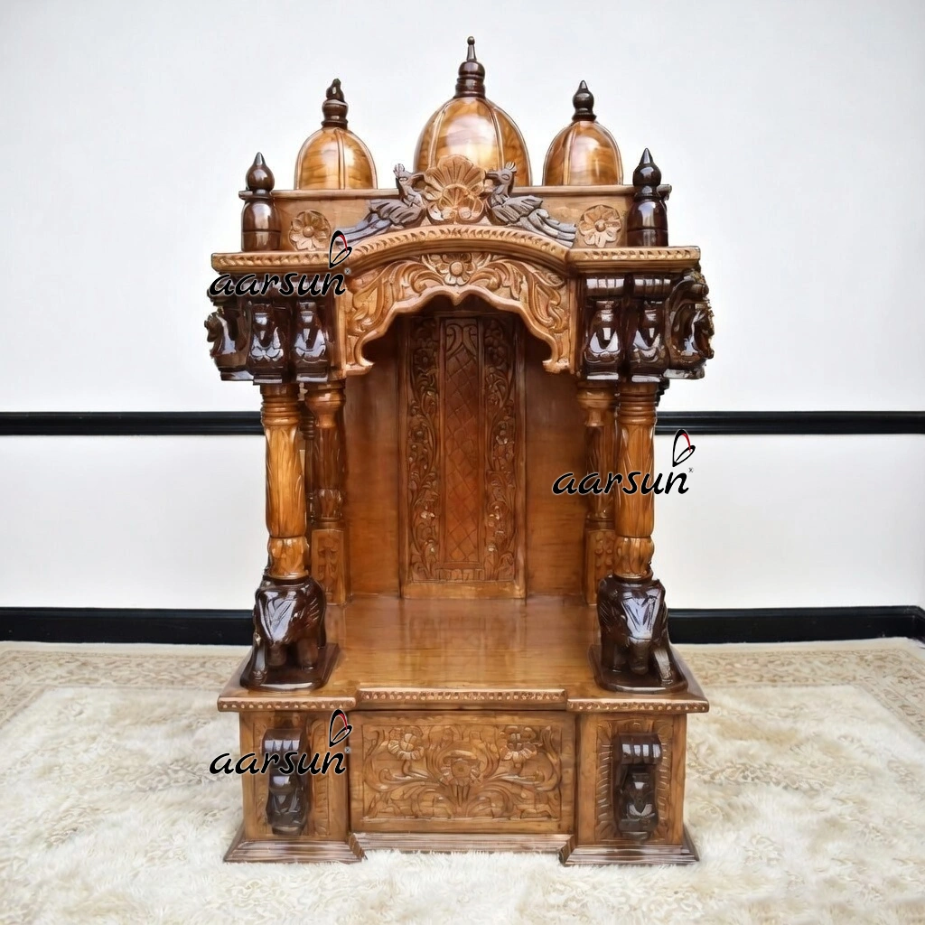 Image for Wooden Mandir in Teak Wood MNDR-0686