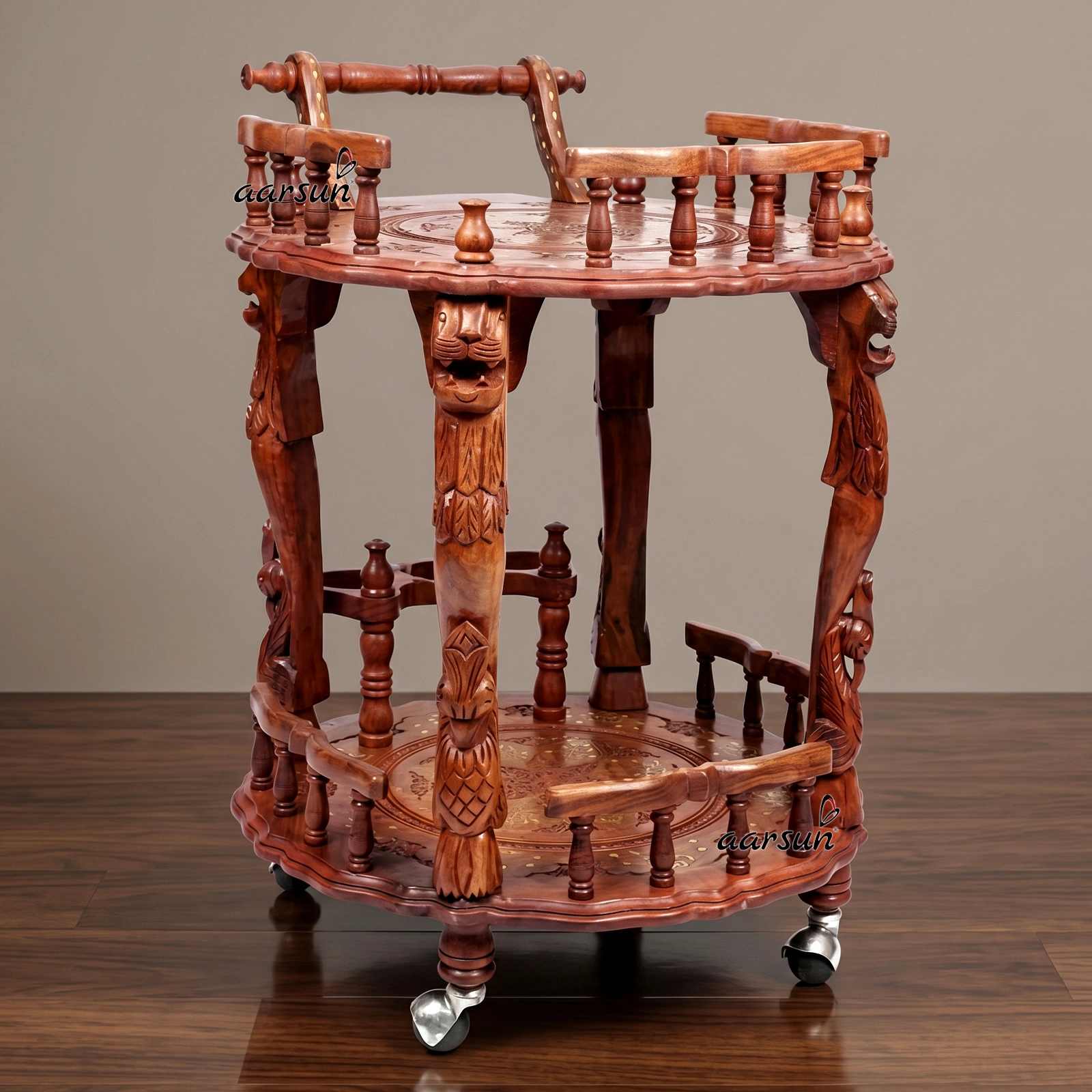 Round Serving Cart with wheels