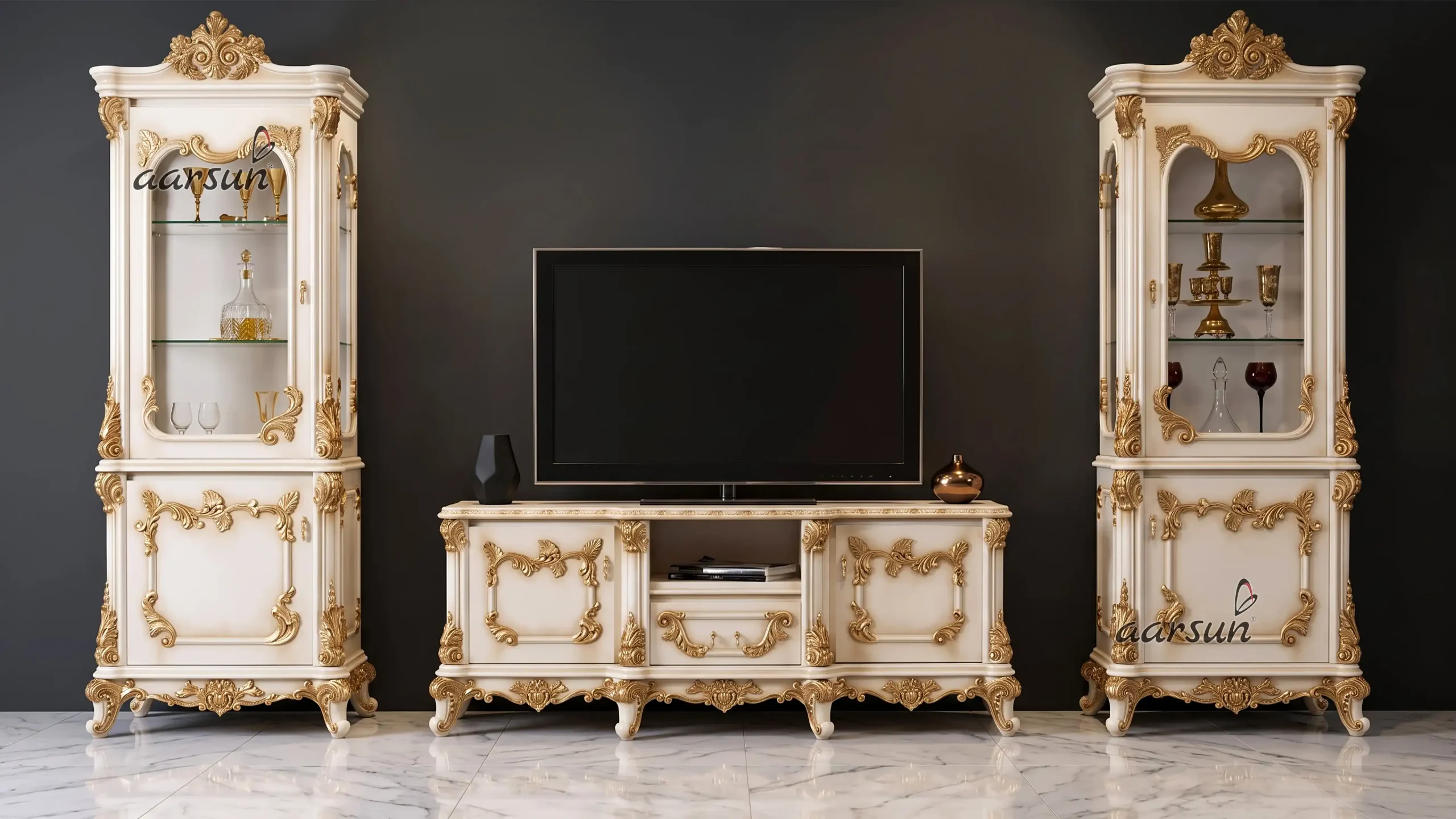 Wooden Corner TV Stand / Cabinet TVCB-0007