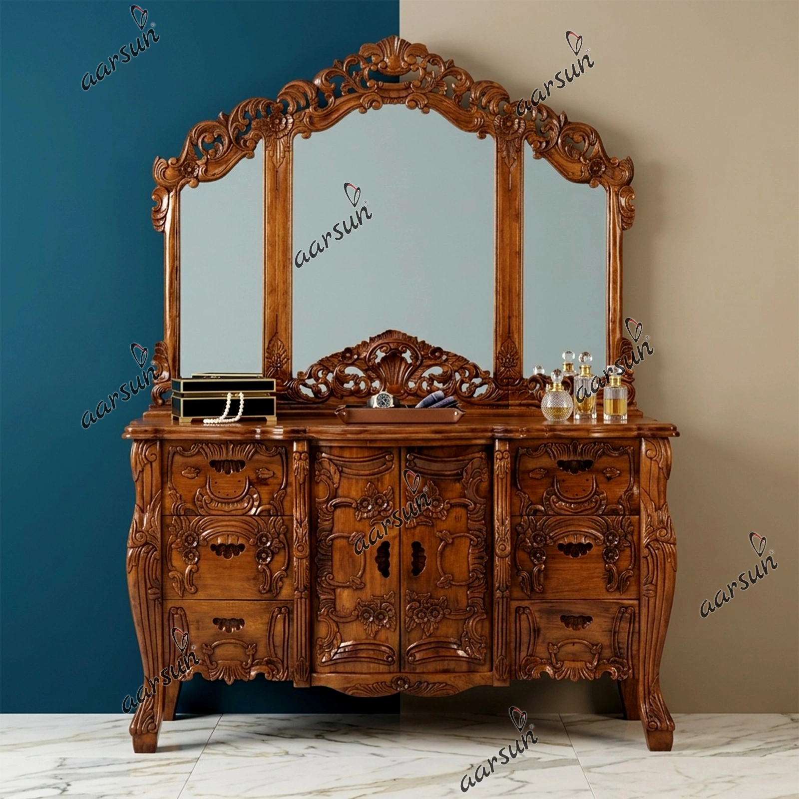 Wooden Dressing Table with Drawers