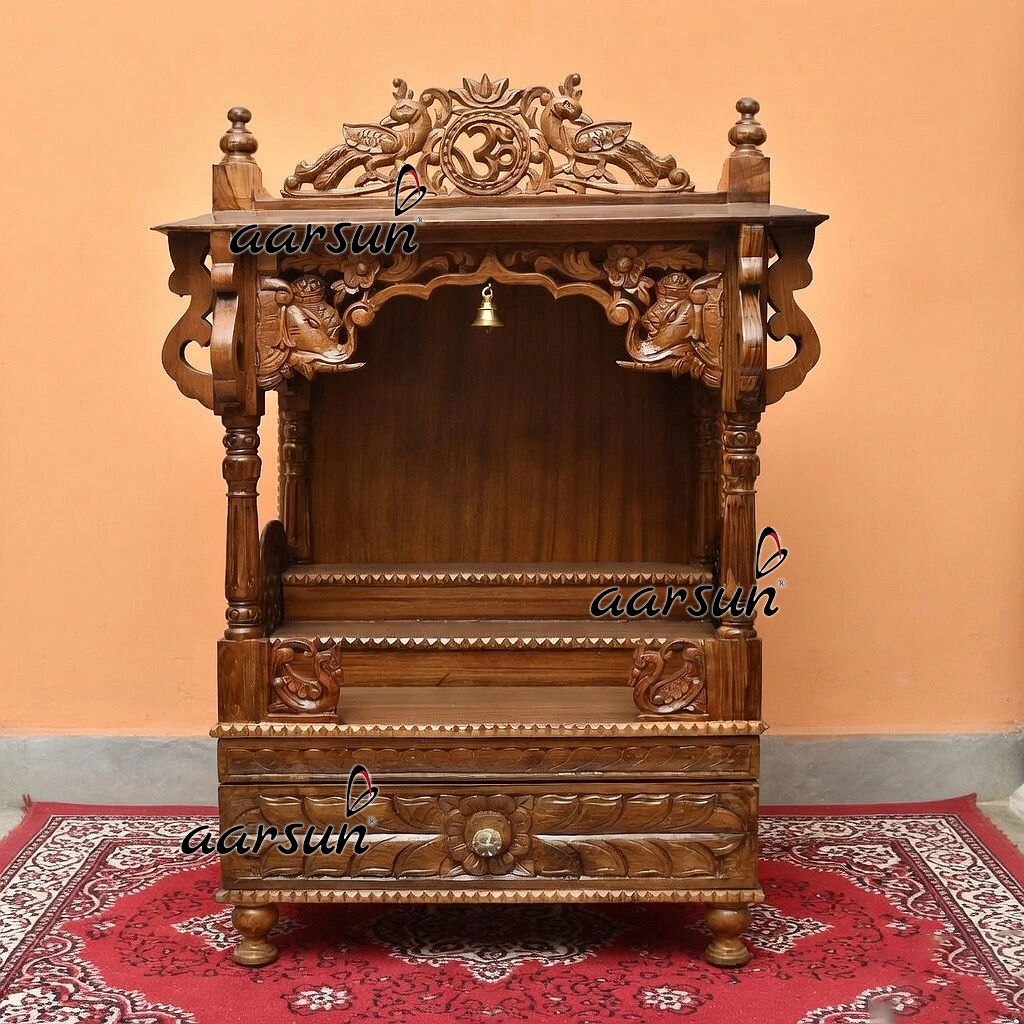 UH-MNDR-0028 Handcrafted wooden mandir design