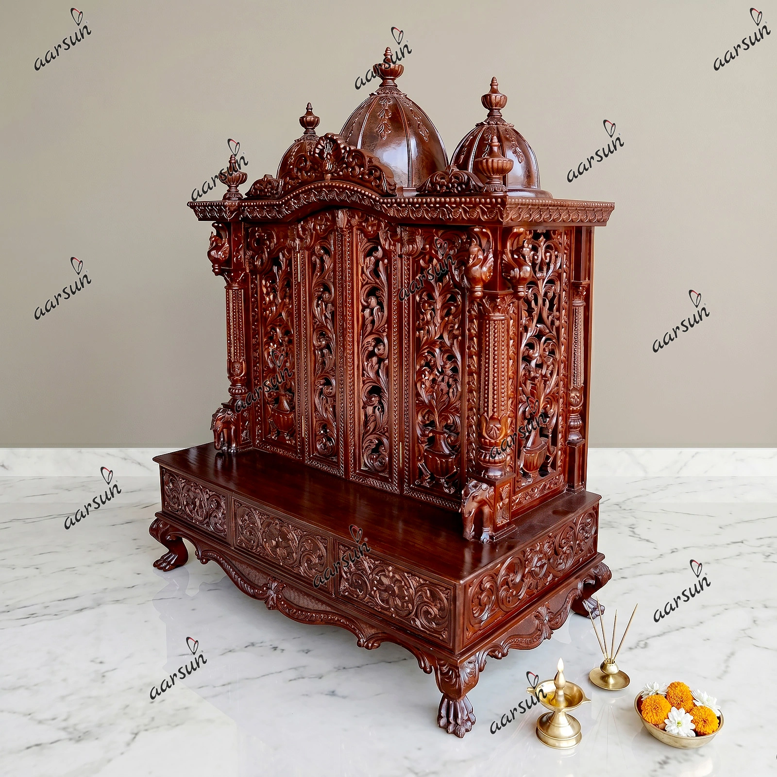 Designer Wooden Temple in Teak MNDR-0101
