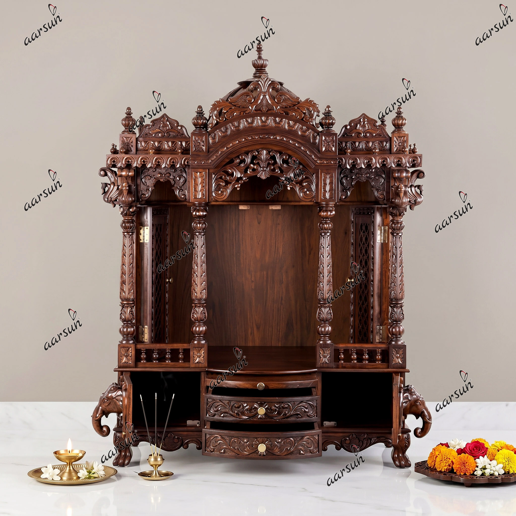 Fully Handmade Temple Teak MNDR-0096