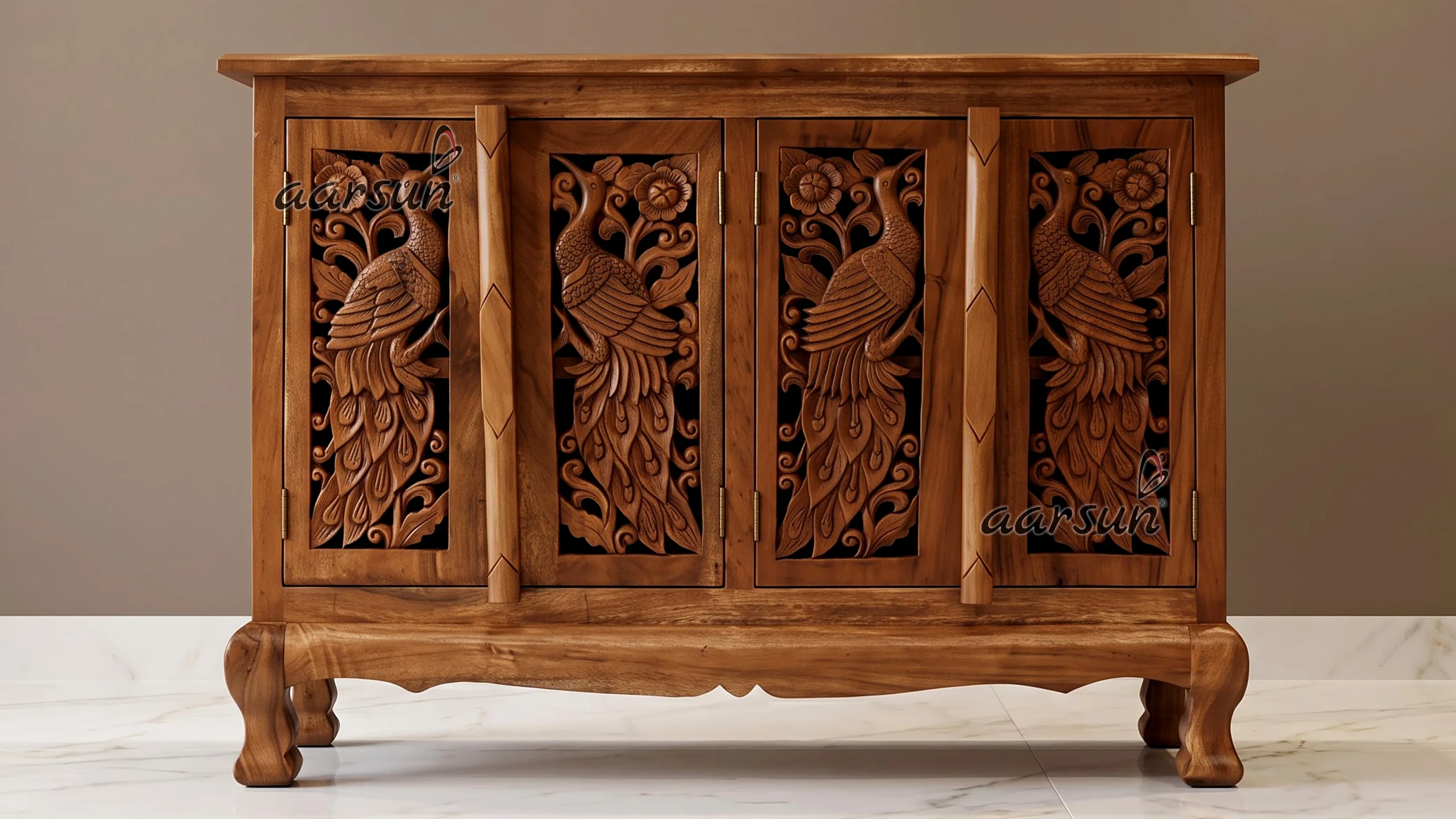 Peacock Design Cabinet Side Table