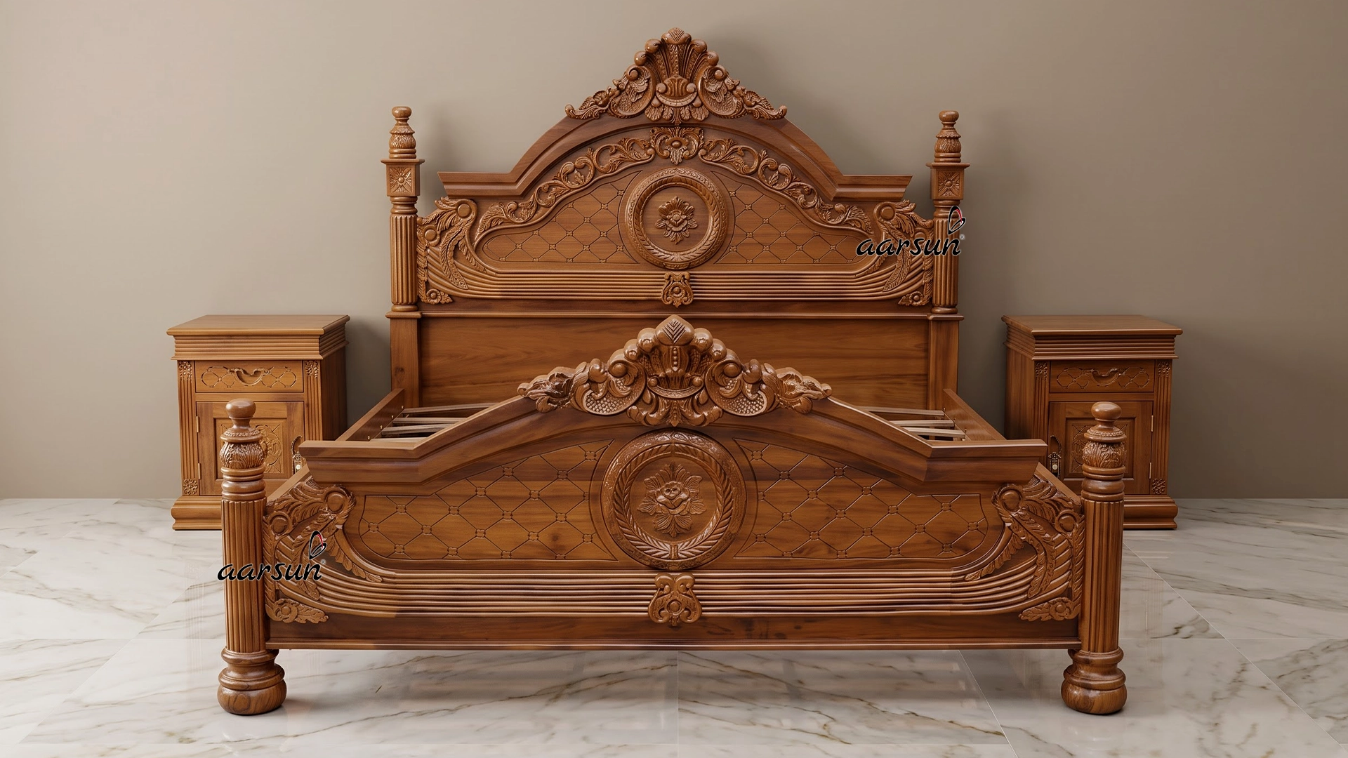 Antique Style Solid Wood Bed design