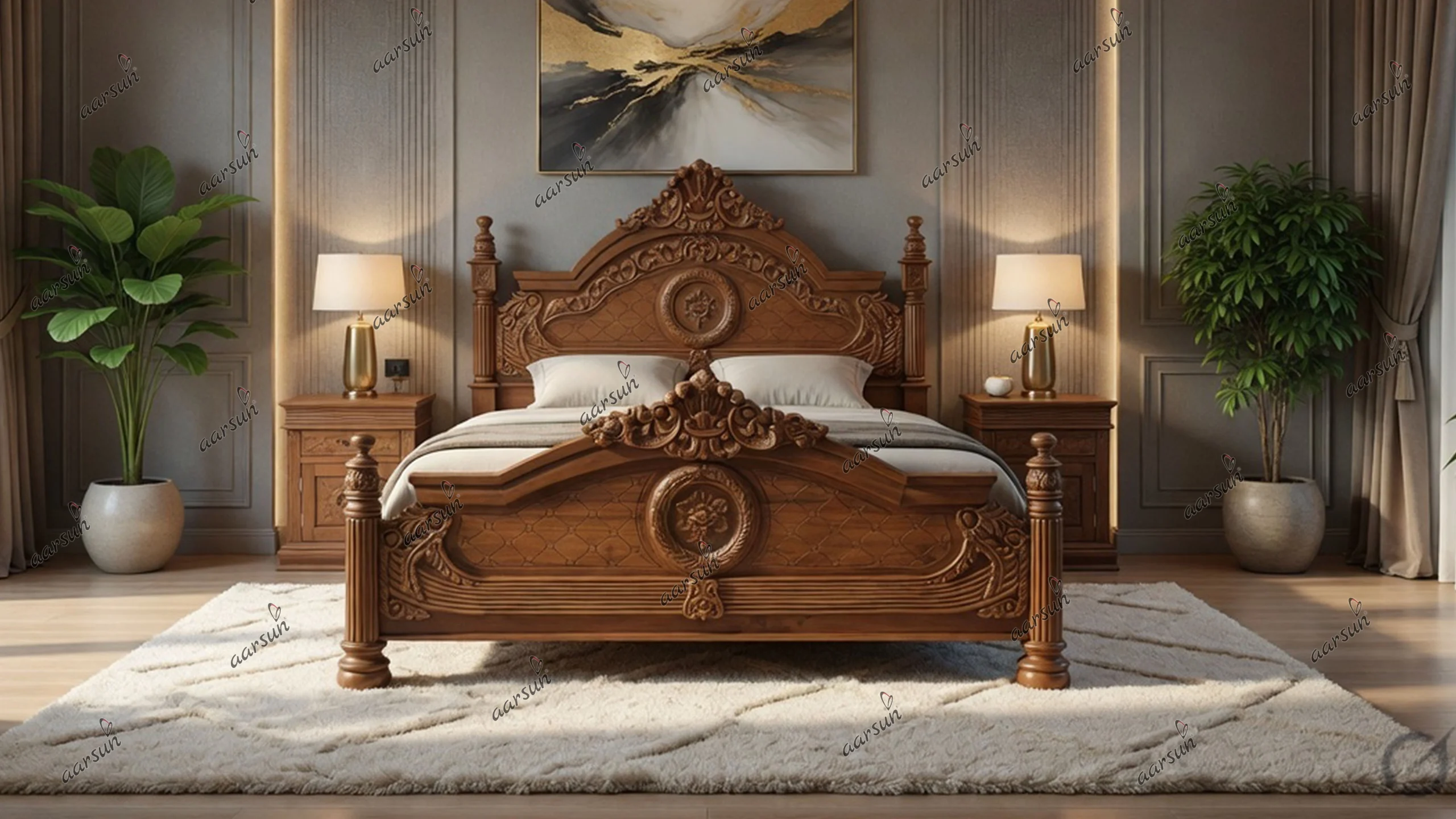 Antique Style Solid Wood Bed design