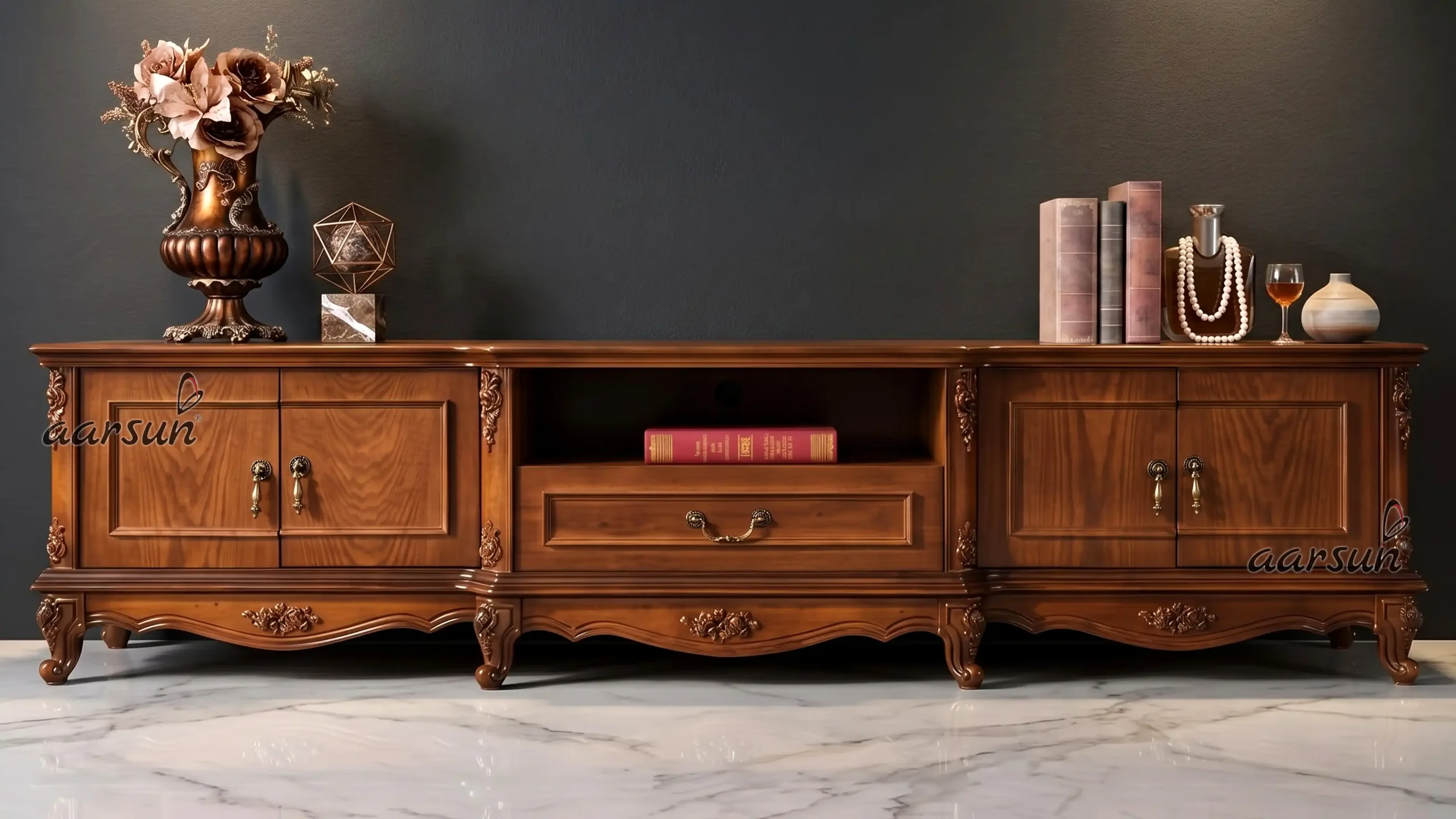 Wooden TV Cabinet with Antique Style TVCB-0011