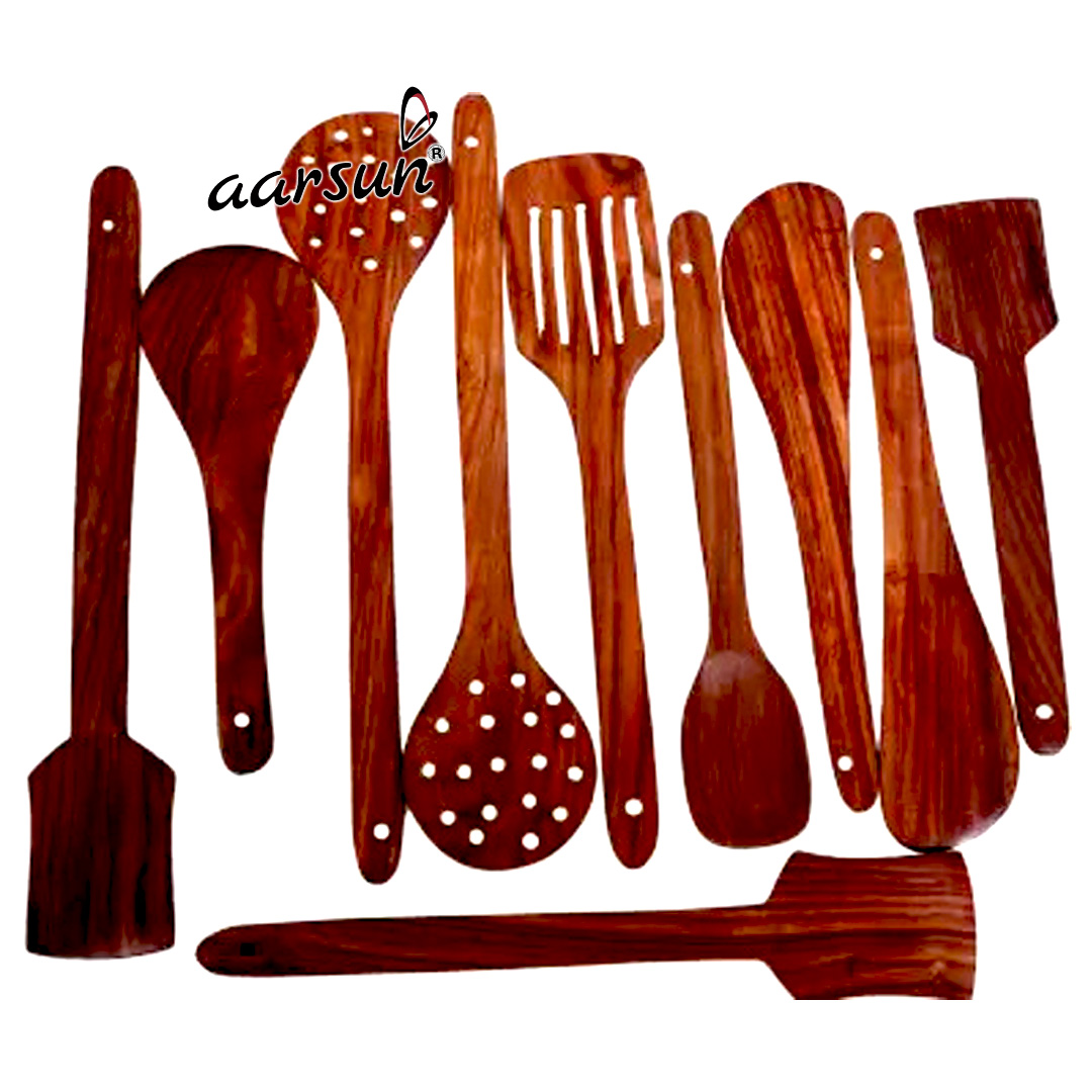 Wooden Spatula Spoon Set of 10 Saharanpur Handicrafts