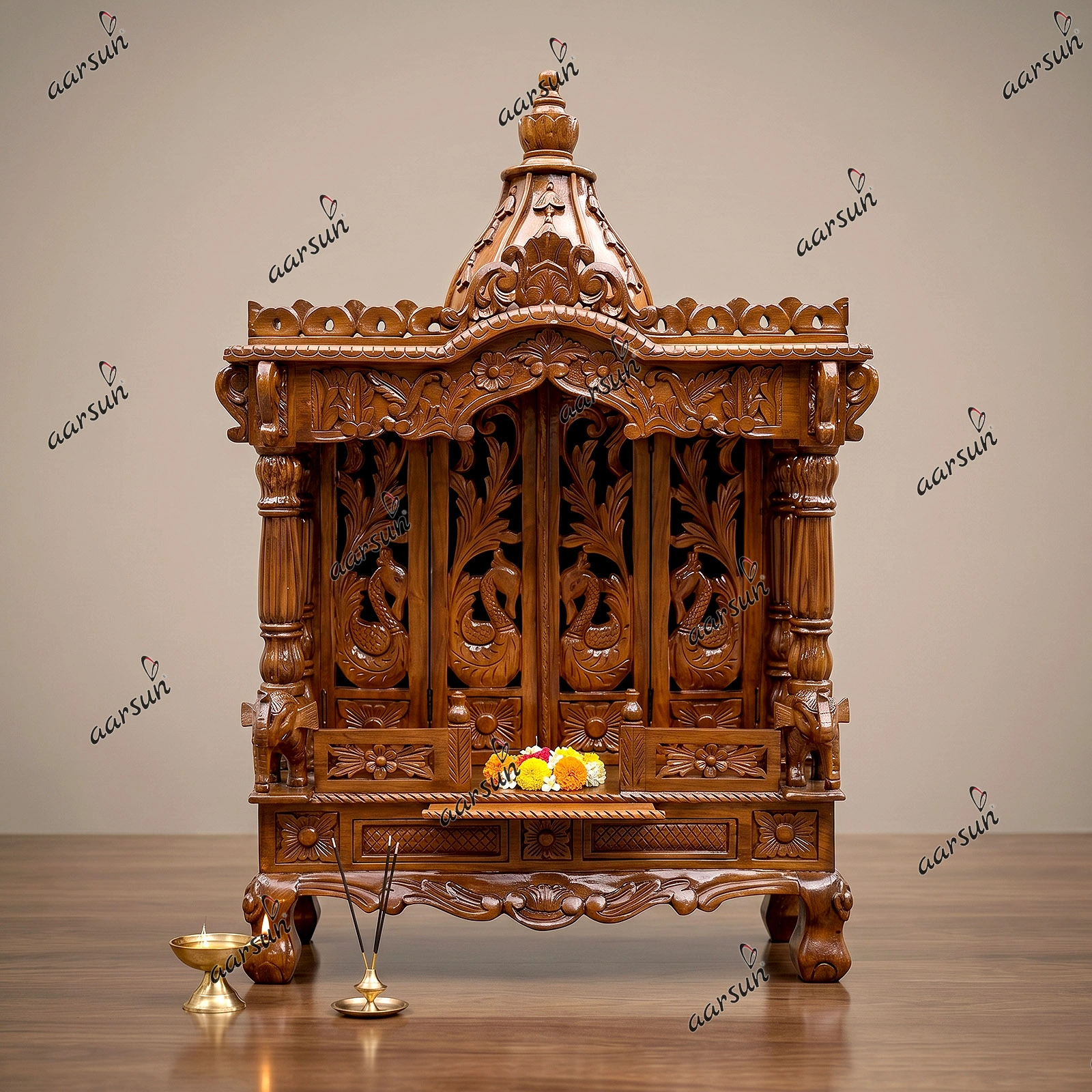 Carved Wooden Mandir MNDR-0131