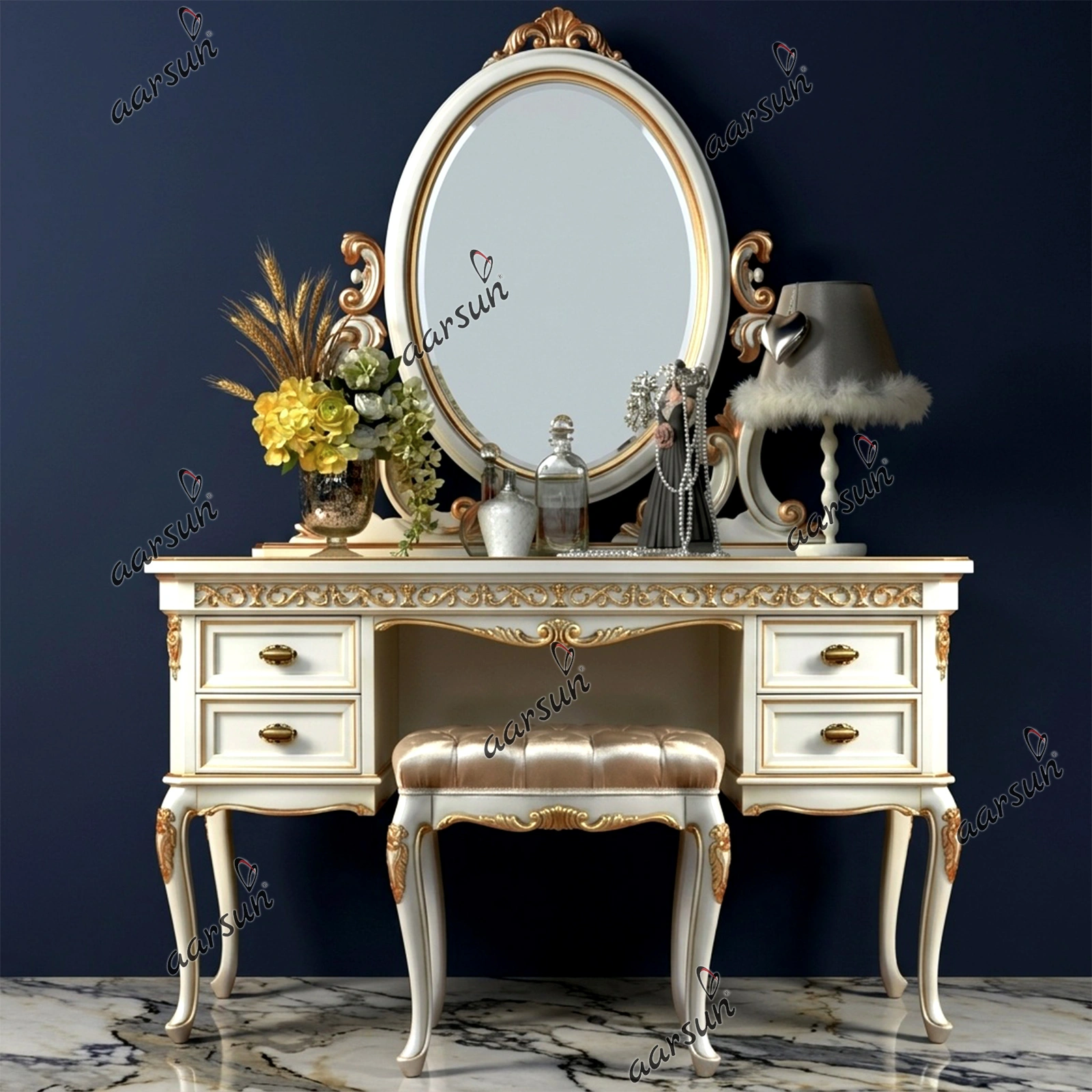 Luxury White Finish Dresser Table