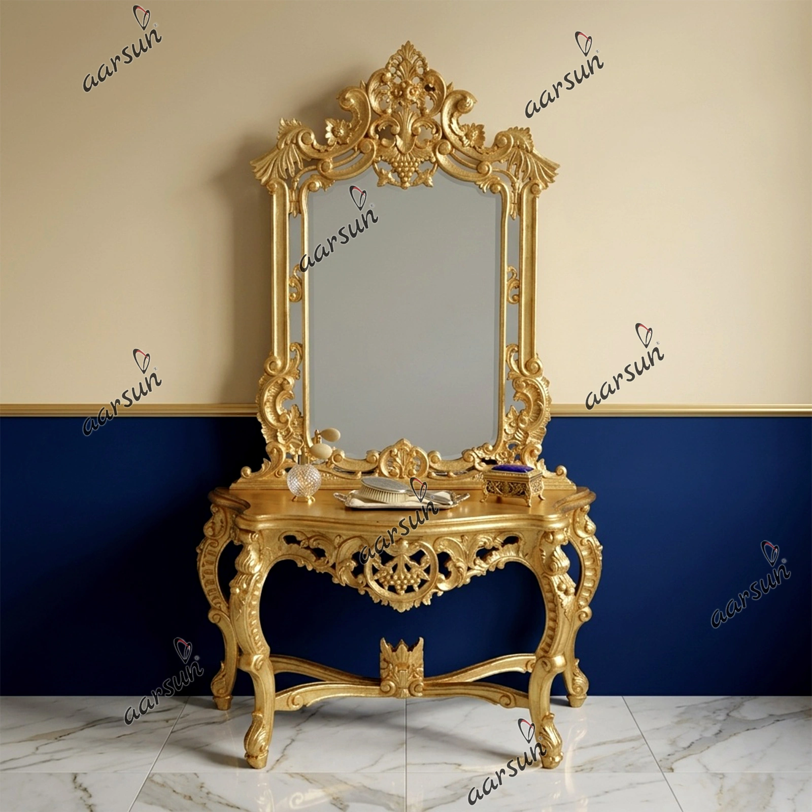 Royal Gold Finish Makeup Table For Women
