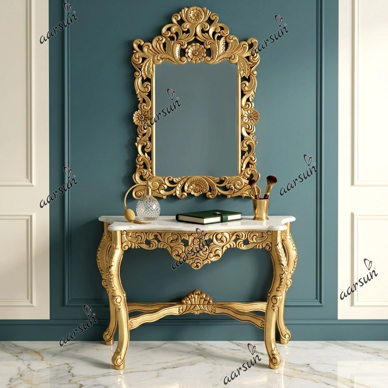 Wooden Vanity Table Set Design