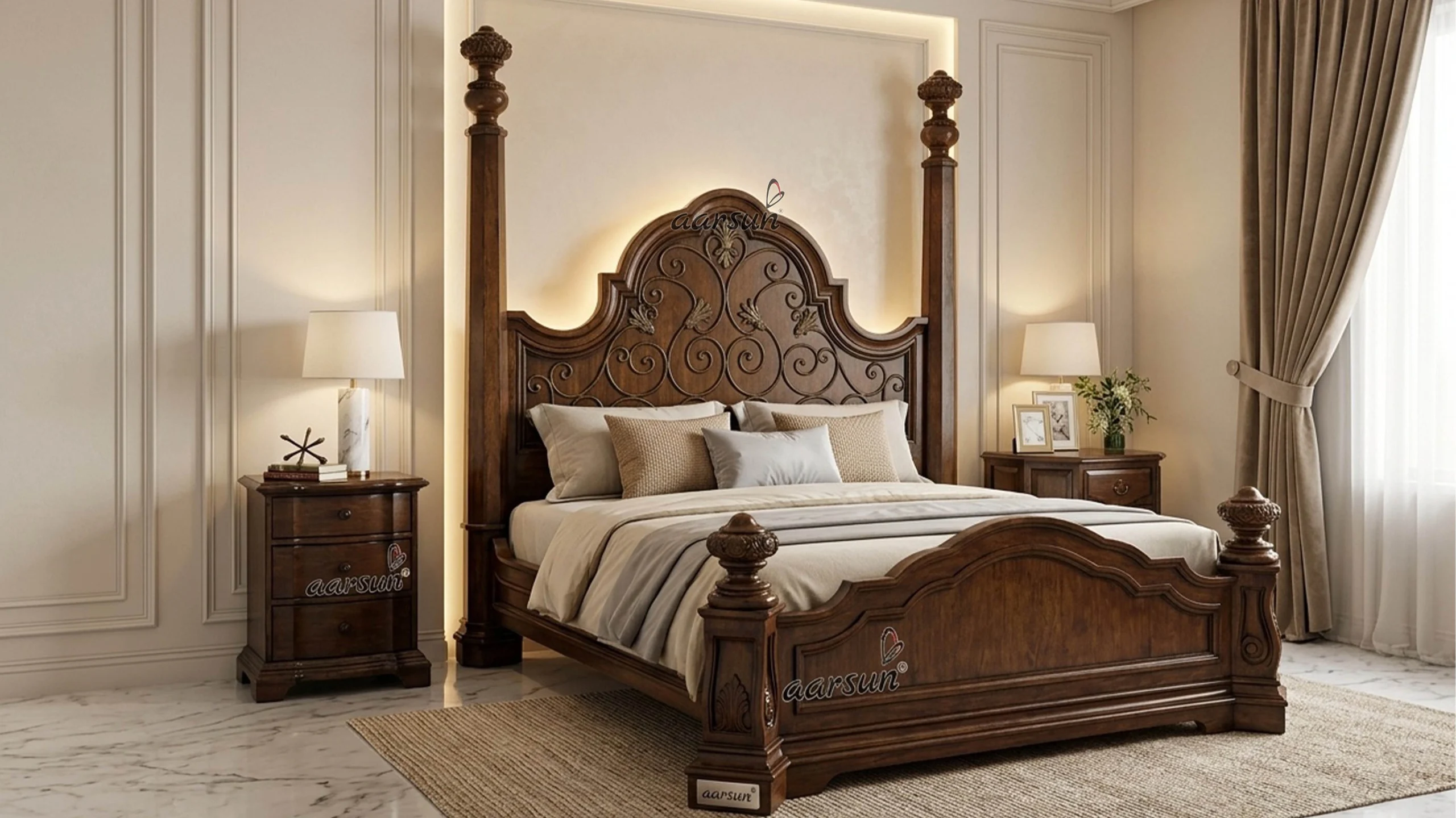 Antique Style Bed in Premium Quality Wood