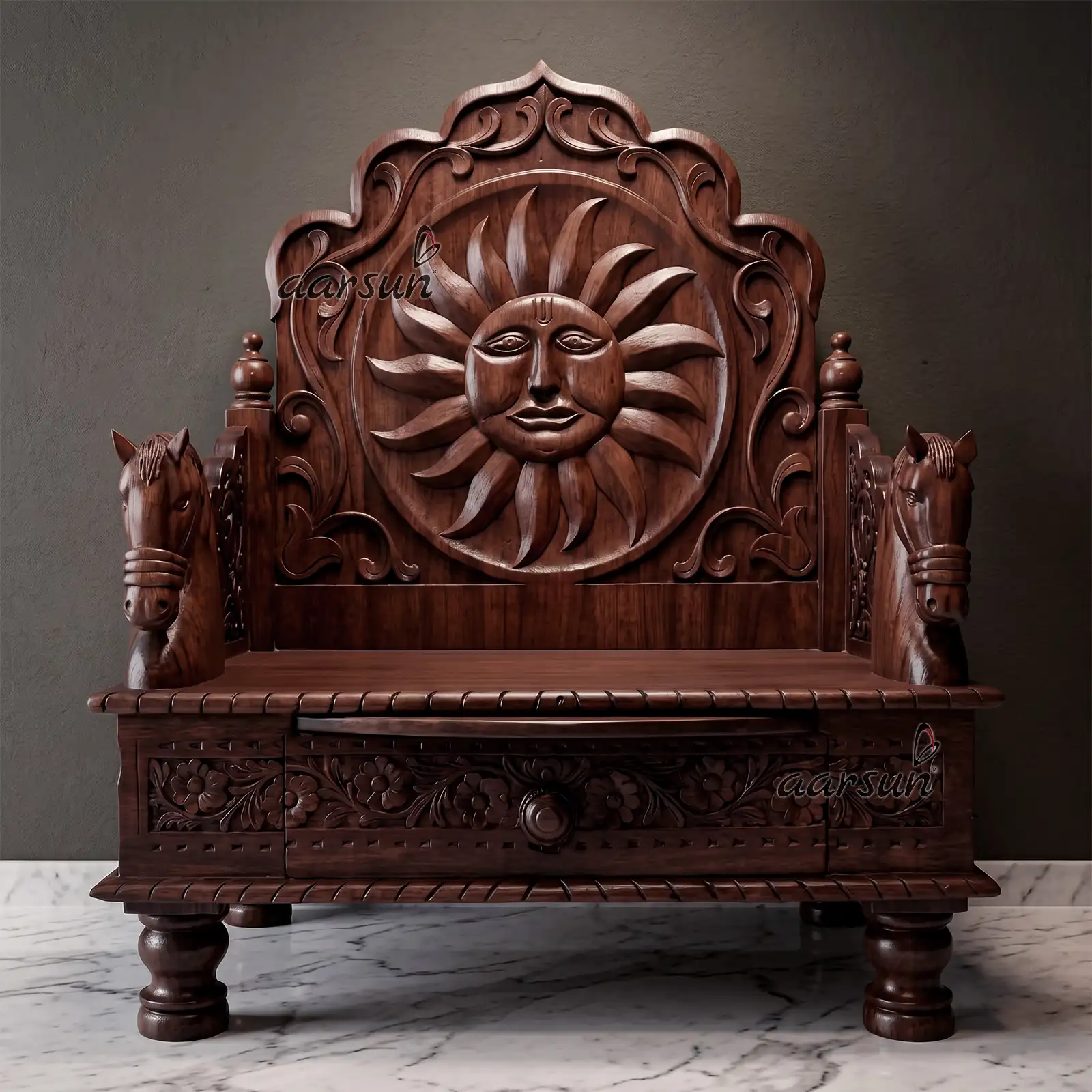 Wooden Singhasan Chowki CHWK-0012