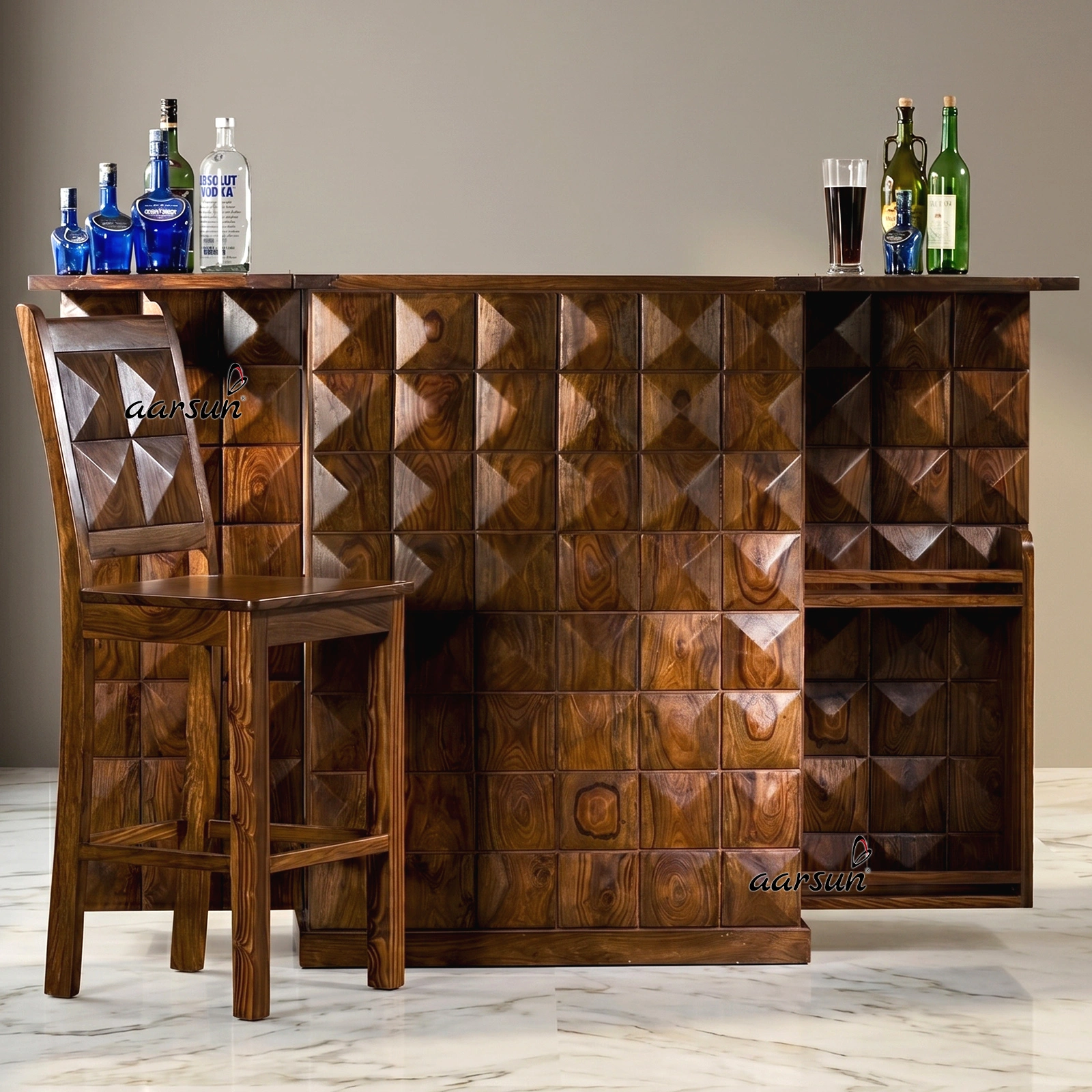 Handmade Wooden Bar Cabinet / Wine Rack BAR-0001