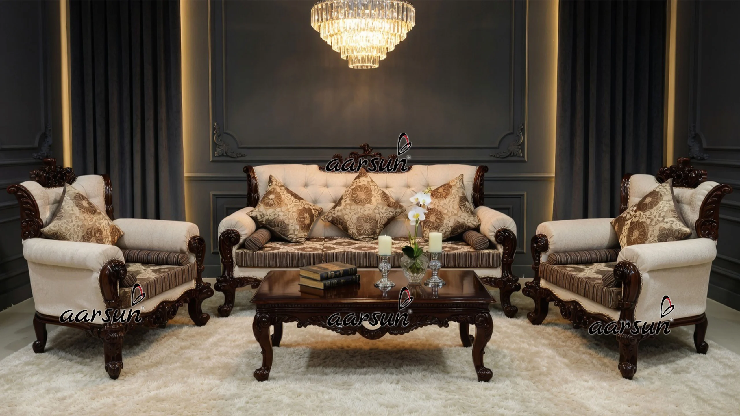 Image for Teak Wood Sofa Set for Living Room UH-YT-178