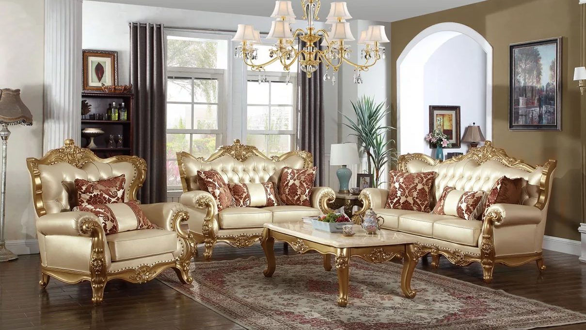 Traditional Sofa Set Antique gold finish SF-0019