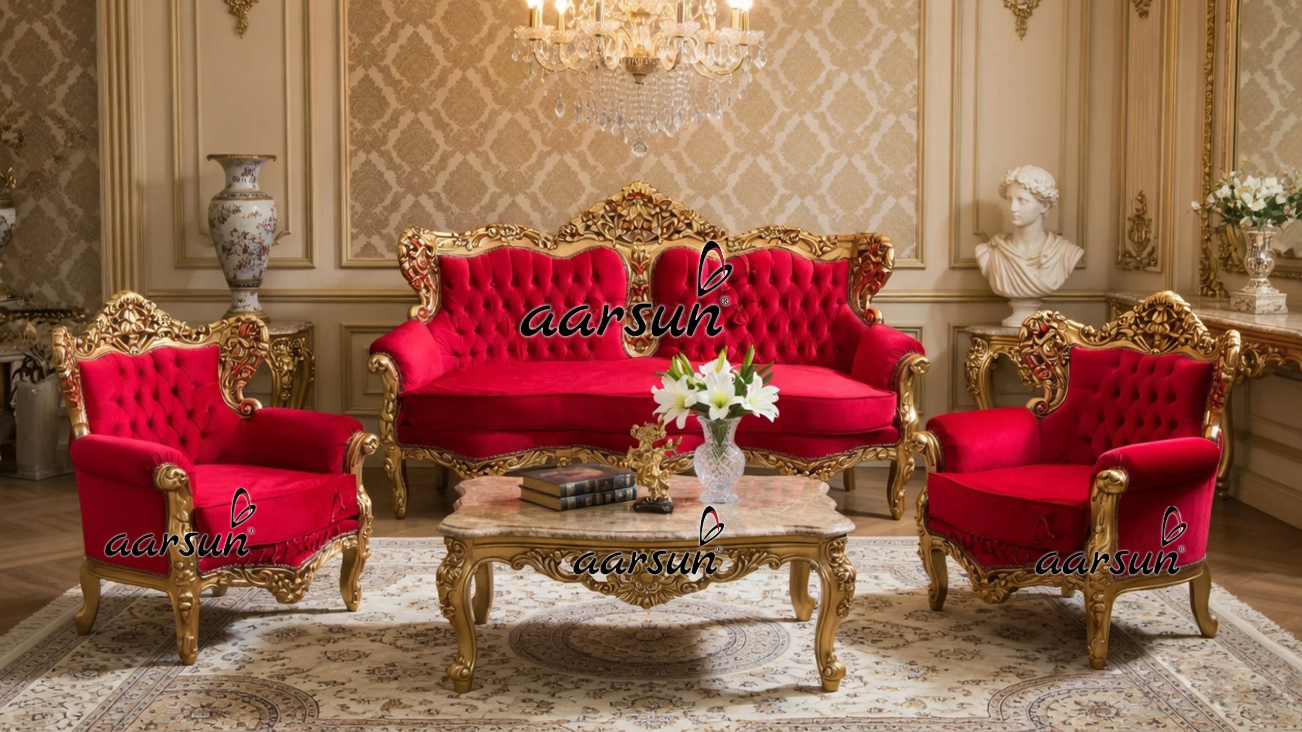 UH-SF-0025-Royal Wood Sofa Set