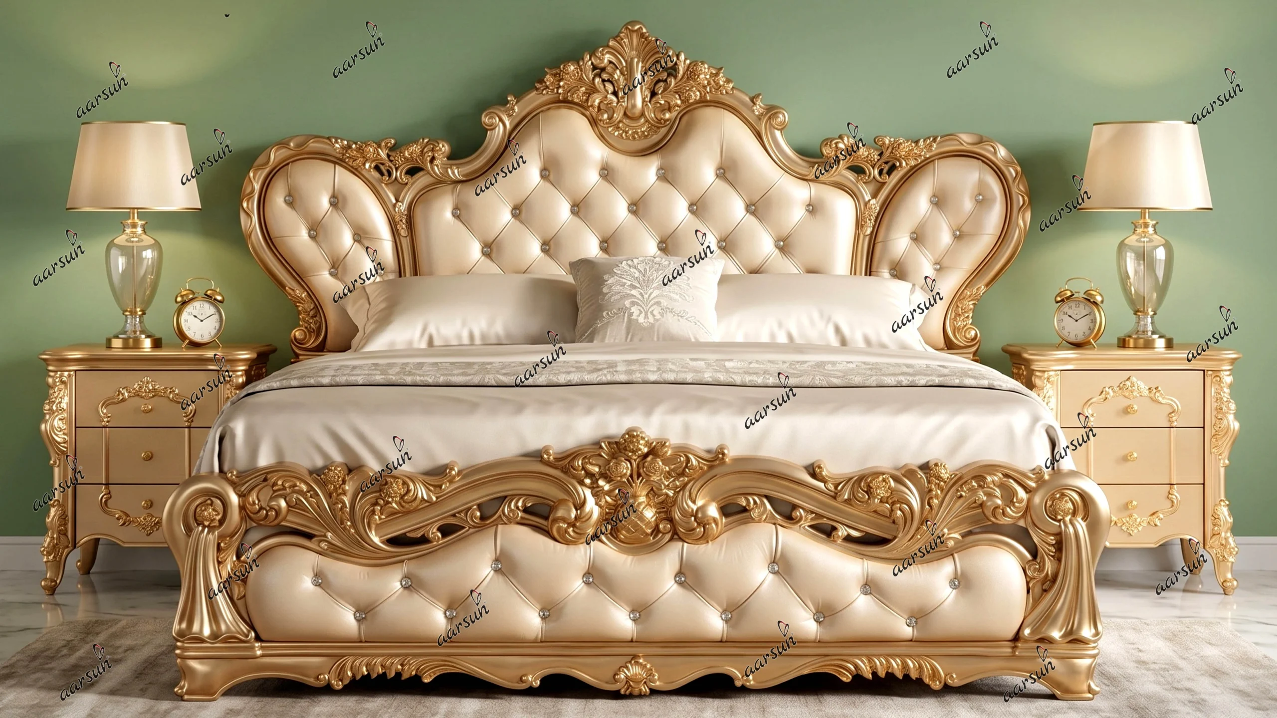 UH-BED-0001 Antique Style Wooden Bed Aarsun