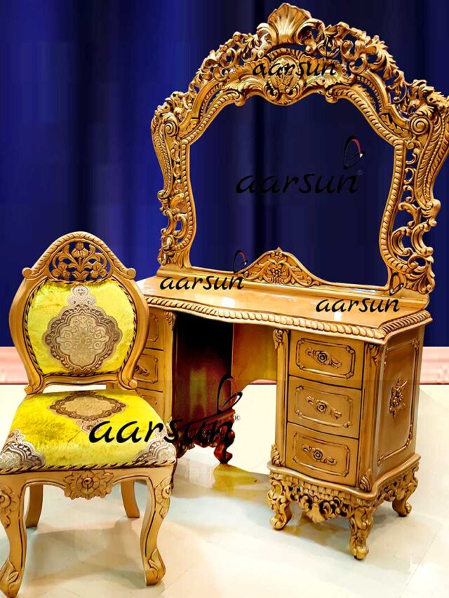 Golden Dressing Table with Beautiful Chair