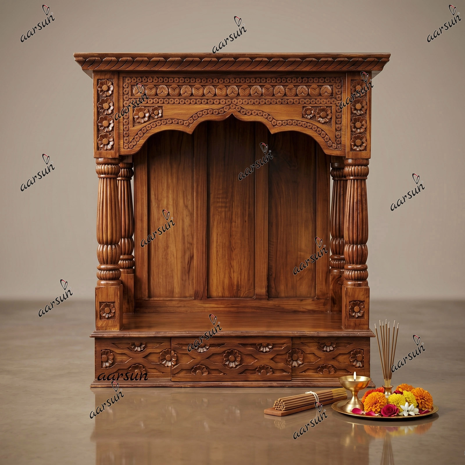 Tre Pooja Ghar - Mandir MNDR-0110