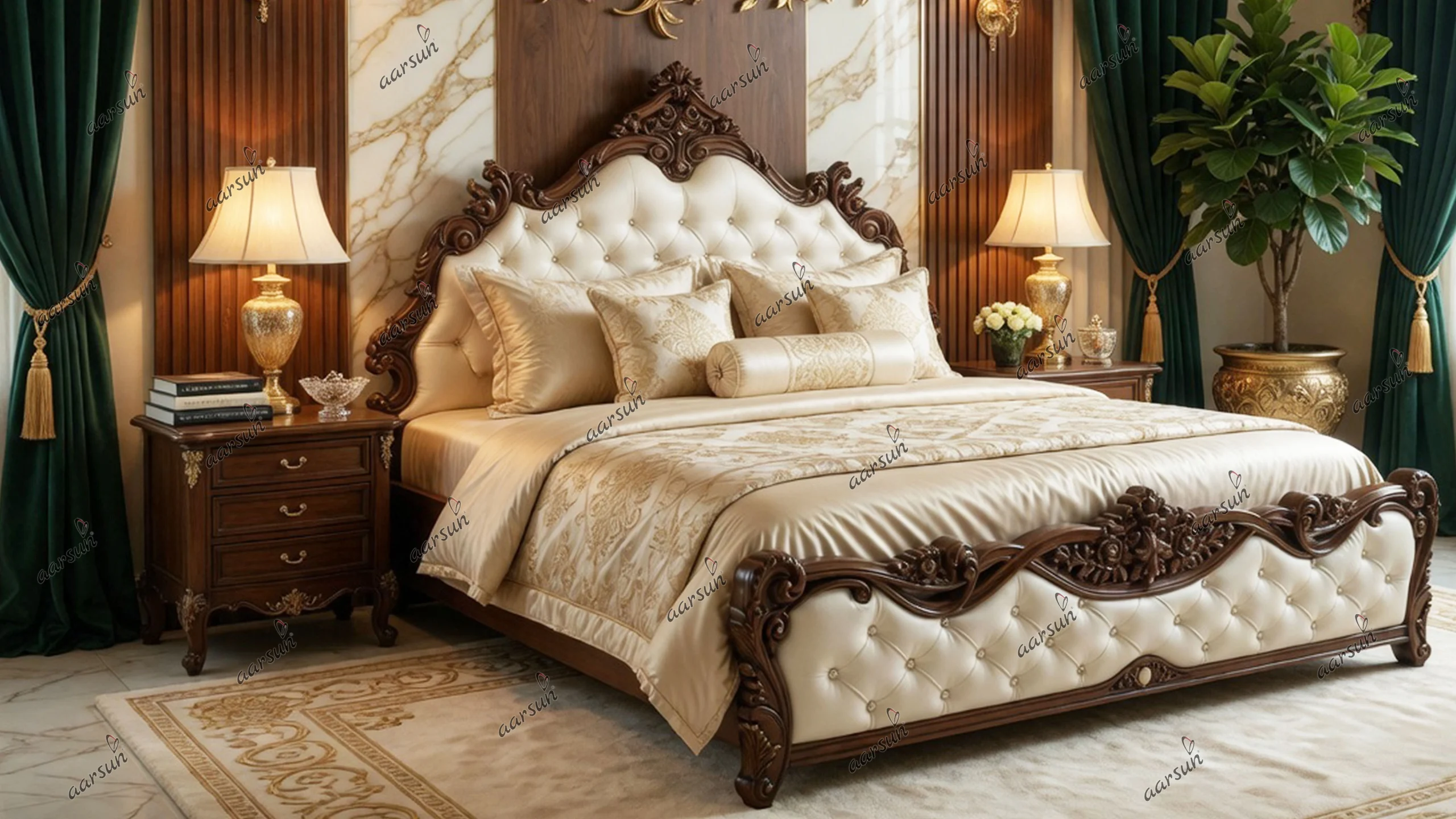 UH-YT-48 Natural Wooden Royal Bed