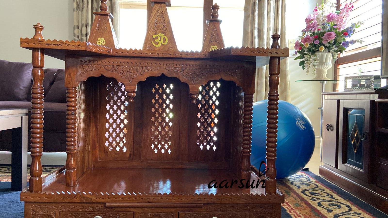 Aarsun Wooden Pooja Mandir - толугу менен бүктөлүүчү MNDR-7255