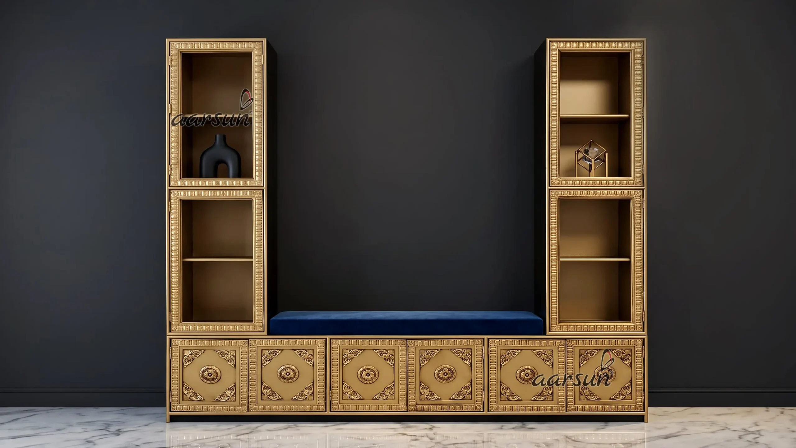 Wooden TV Unit in Gold Polish YT-66