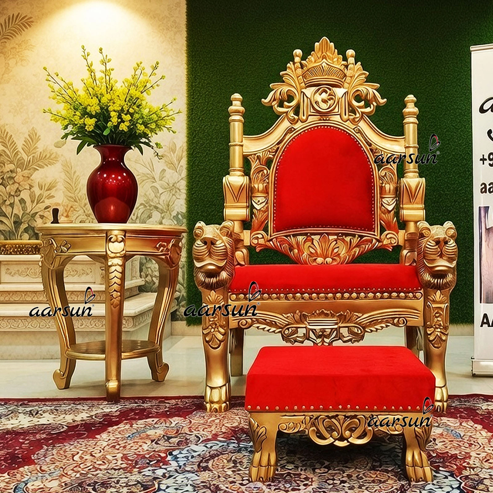 Antique Guru JI Chair with lion handles
