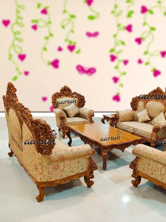 Double Carved Sofa Set for Living Room